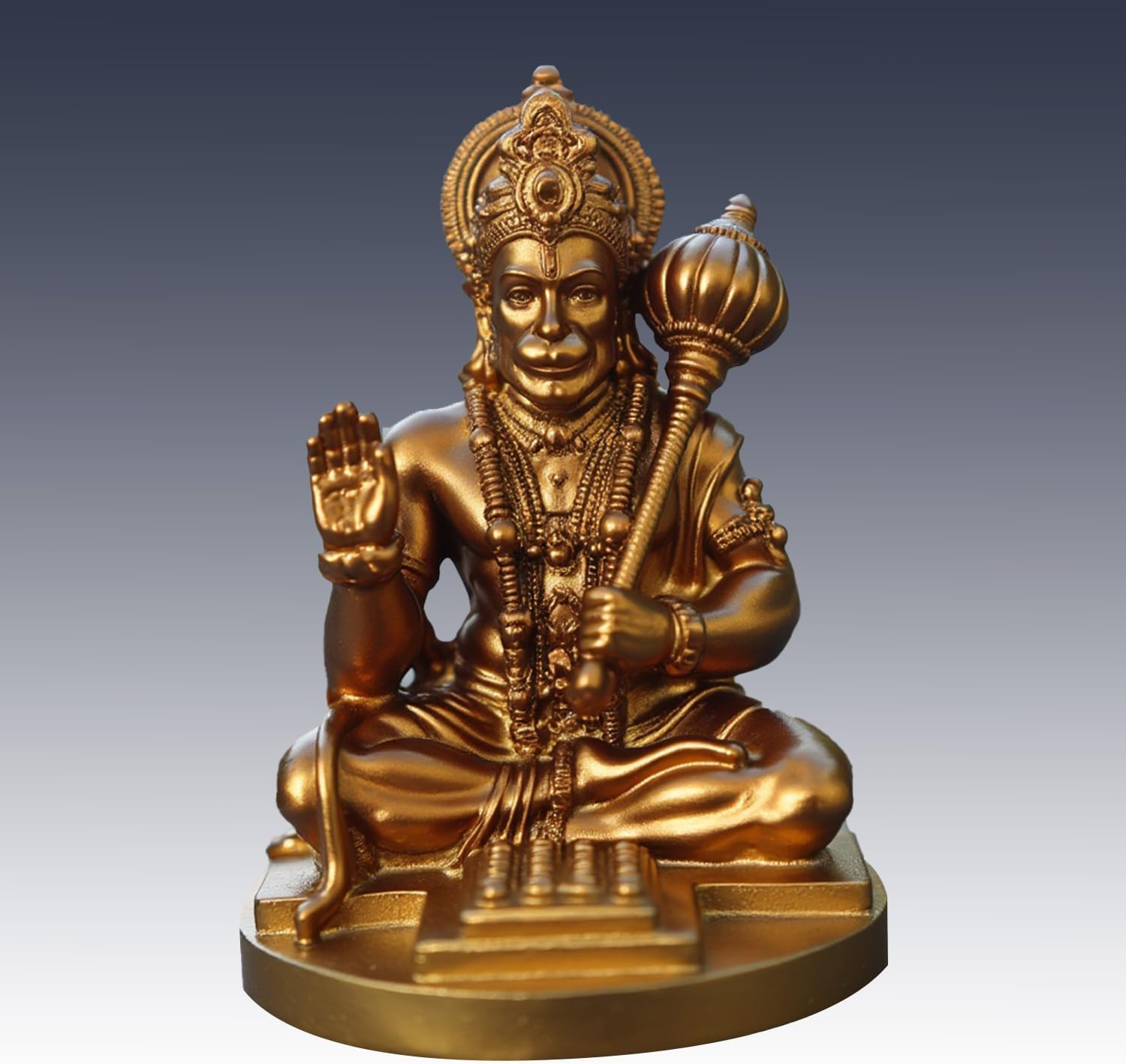 Hanuman Idol for Car Dashboard, Home, Office Desk &ndash; Hanuman Murti for for Pooja, Temple Showpiece, Decoration, Festivals and Gifting. (Golden, 9Cm) image number 3