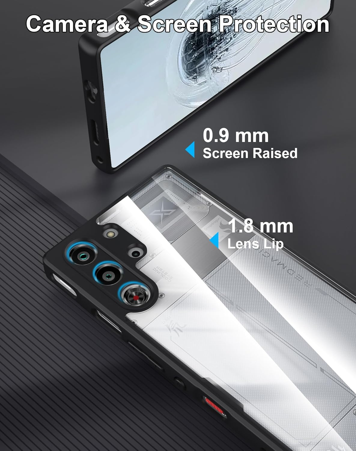 Foluu for ZTE Nubia Red Magic 10 Pro Case/Red Magic 10 Pro+ Case, [Not Yellowing] [Military Drop Protection] Shockproof Protective Slim Thin Cover for Red Magic 10 Pro 2024 (Black+Clear) image number 1