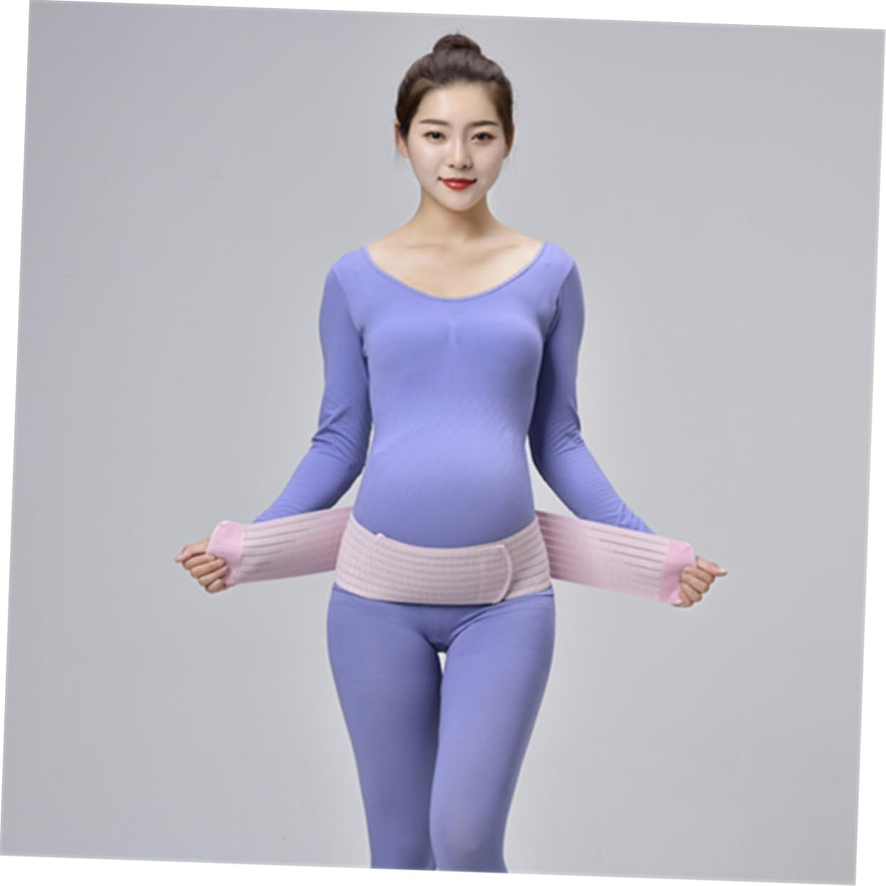 Maternity Abdominal Support Belt Dual Layer Breathable Pregnancy Belly Band Postpartum Pelvic Waist Care Belt Pink Free Size for Pregnant Women image number 3