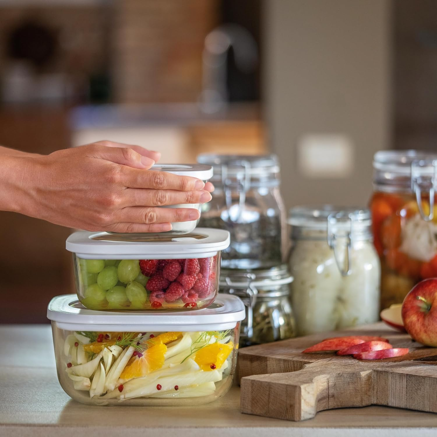 GUZZINI 11330211-CN Leakproof Glass Container, 1900 CC, White, 4P image number 6