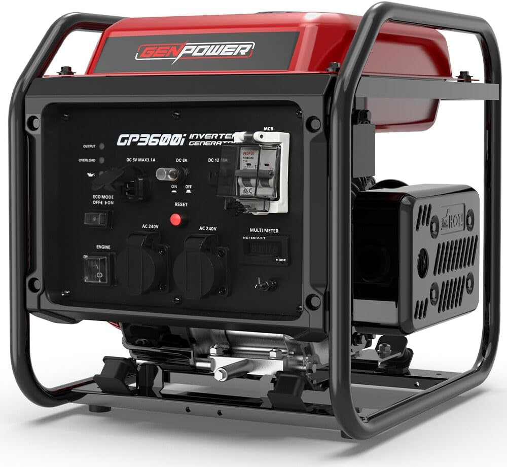 GENPOWER 3.6Kw Peak 3.2Kw Open Frame Inverter Generator RCD Petrol Site Portable image number 2