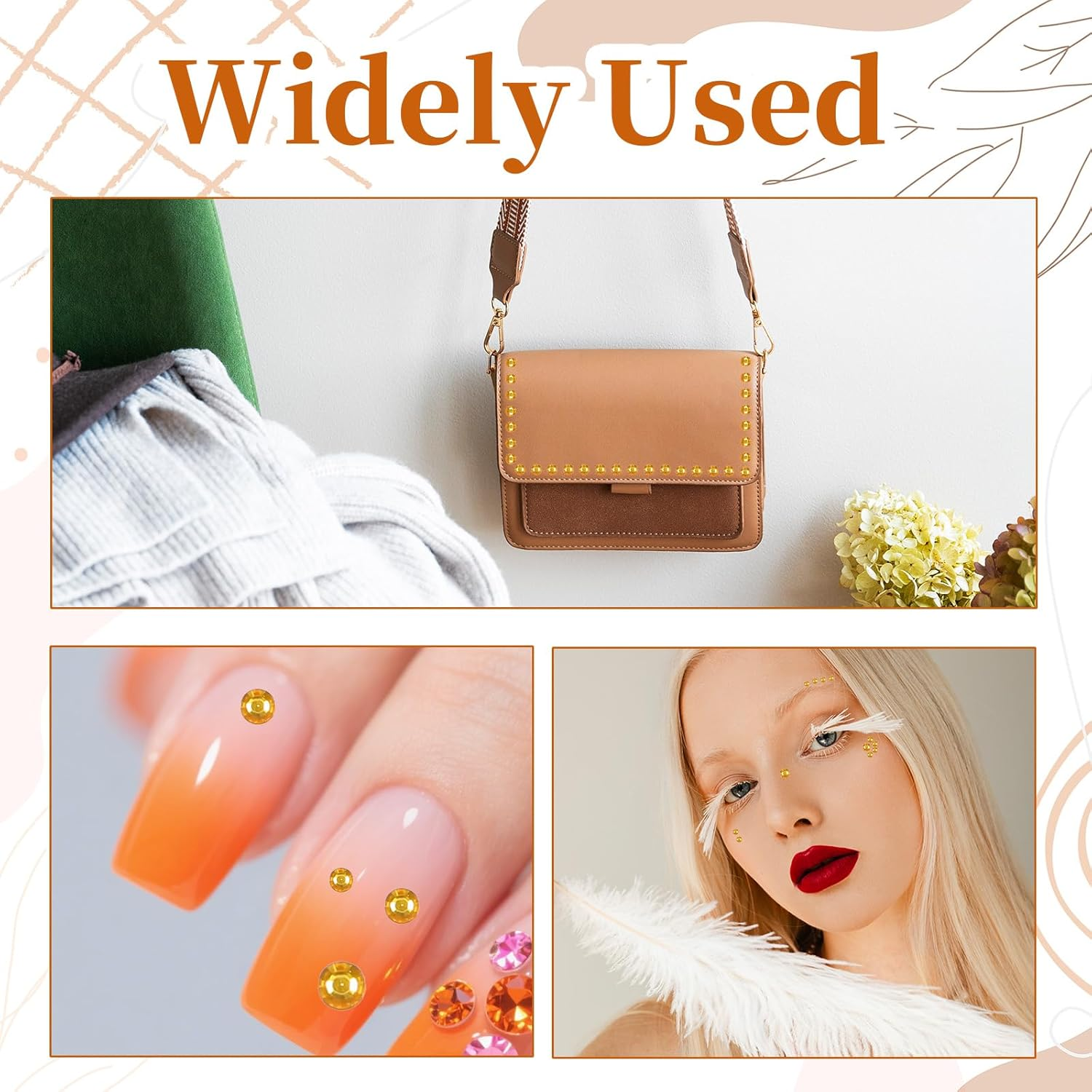 Piriuuo 4 Sheets/1792 Pieces Glitter Stones Self-Adhesive Gemstones Stickers round Acrylic Rhinestones Glitter Stones Face Gemstones for Face, Body, Nails and DIY Crafts, Golden Yellow image number 1