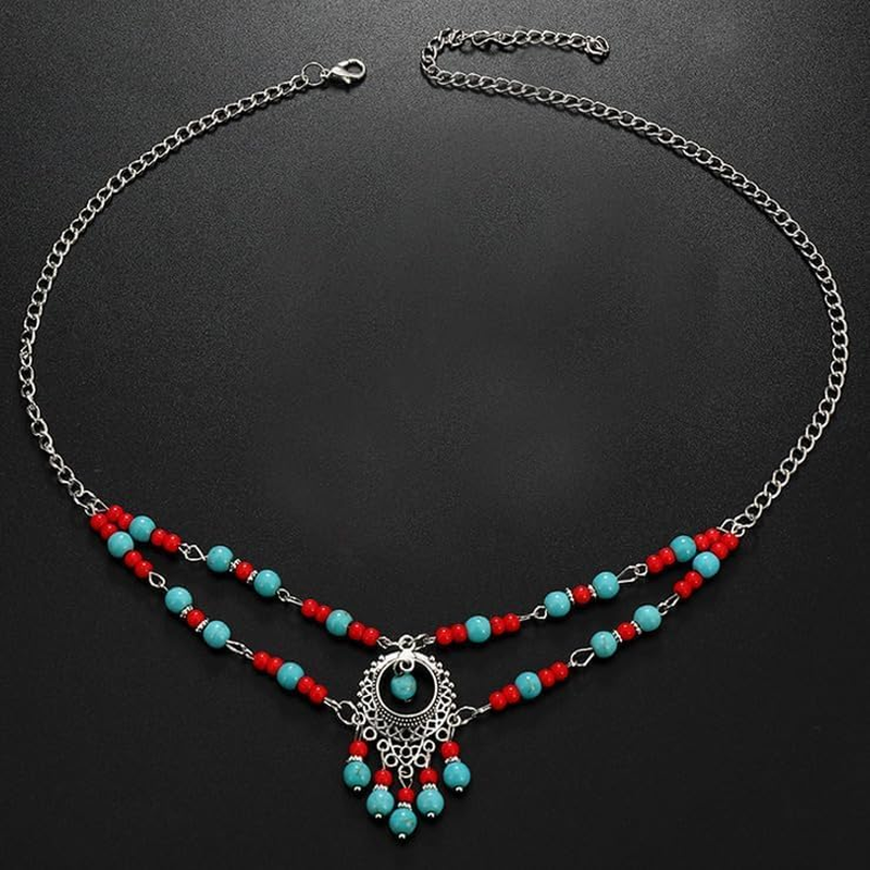 Fashband Boho Head Chain Silver Beads Headpiece Vintage Tassel Hair Accessories Festival Headband for Women and Girls image number 4