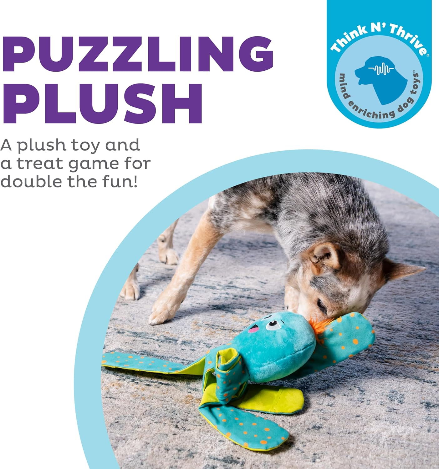 Outward Hound Nina Ottosson Silly Legz Interactive Plush Dog Puzzle, Dog Enrichment Toys, Plush, Floppy, Long, Octopus, Blue