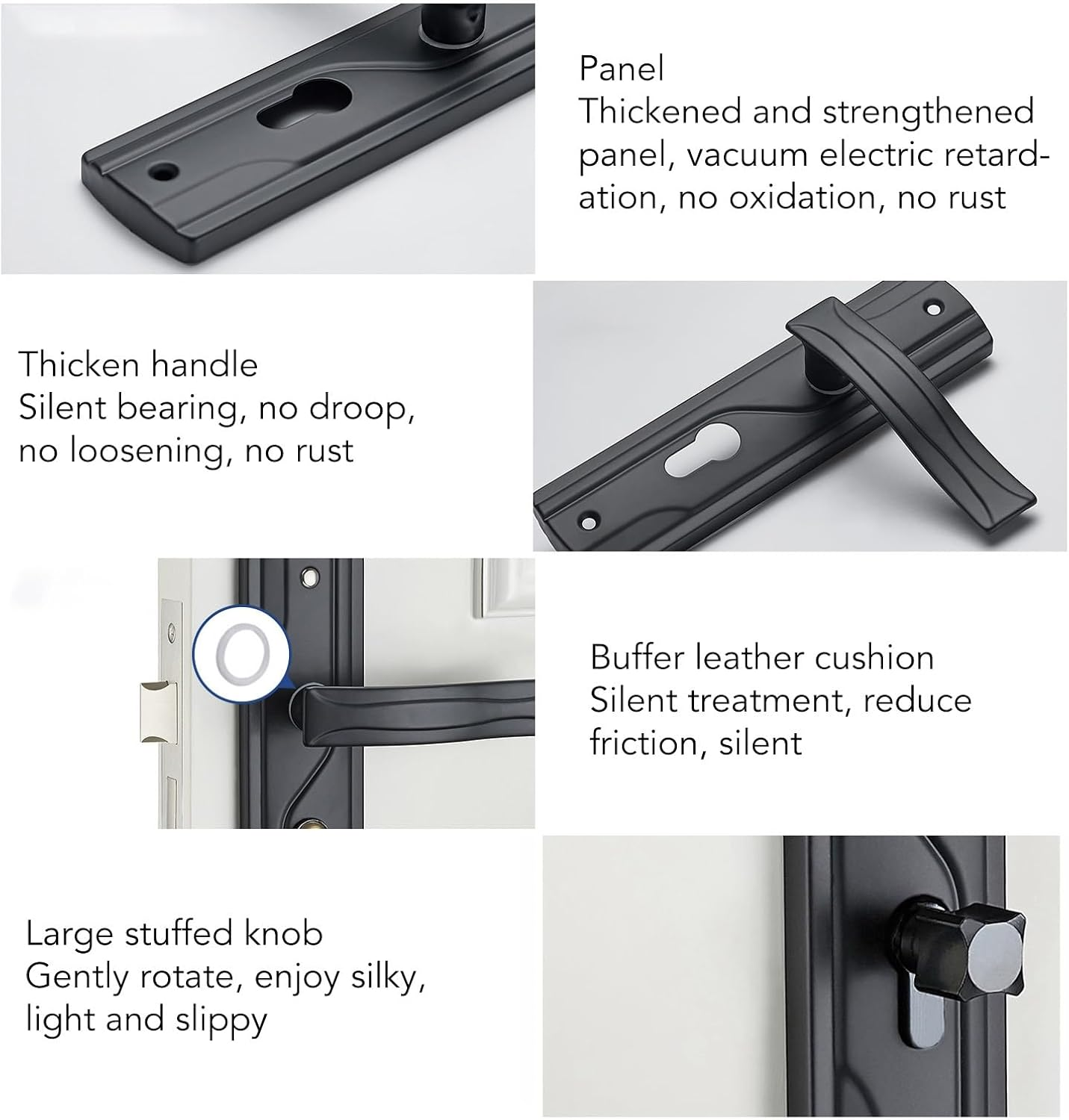 Door Handle with Lock,Manganese Steel Silent Bearing Universal Door Lever Lock Set with Keys for Home Bedroom image number 2