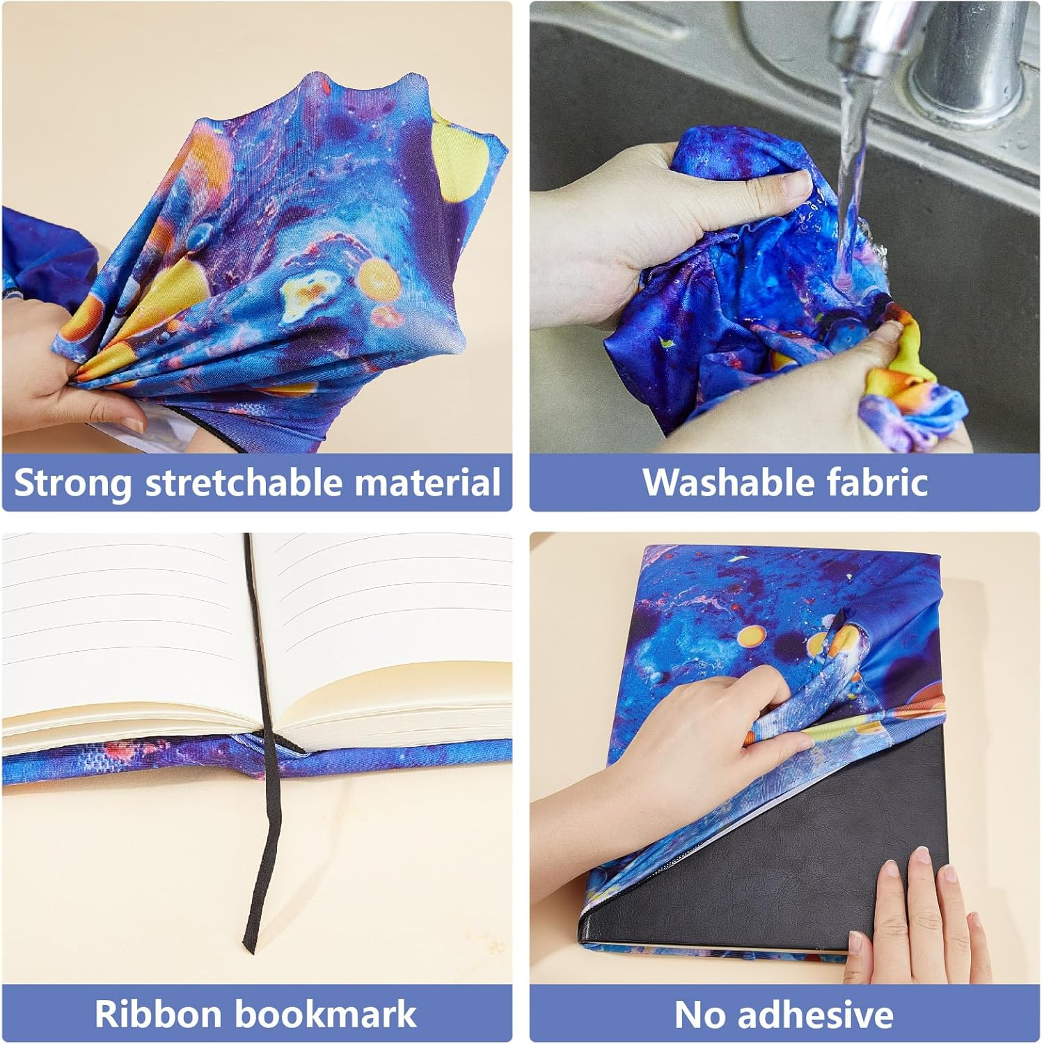 CRASPIRE Lotus Stretchable Book Cover Flower Vintage Ruffle Washable Reusable Large Nylon Book Protector Elastic Notebook Wraps Suitable for 9 X 11In Hardcover Books Classroom Students image number 1