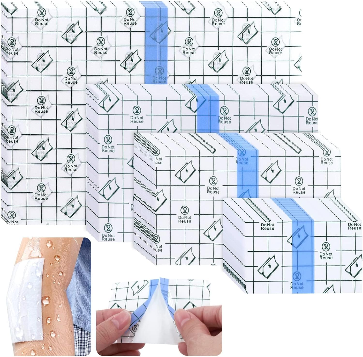 100Pcs 4 Size Transparent Stretch Adhesive Bandage, Shower Waterproof Patch Clear Adhesive Bandages, Dressing Film Adhesive Bandages Patch Tattoo Tape image number 6