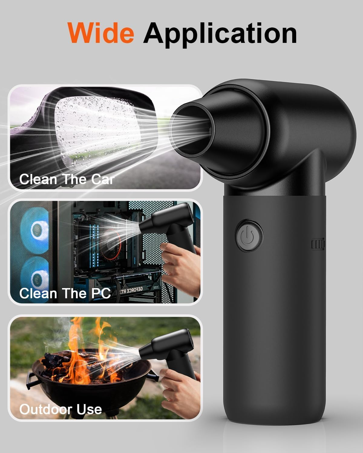 Compressed Air Duster - 180000RPM Electric Air Duster for Cleaning Keyboard&Pc 3 Gears Adjustable Rechargeable Cordless Jet Dry Blower Air Blower for Car and Home-Replace Compressed Air Can image number 1