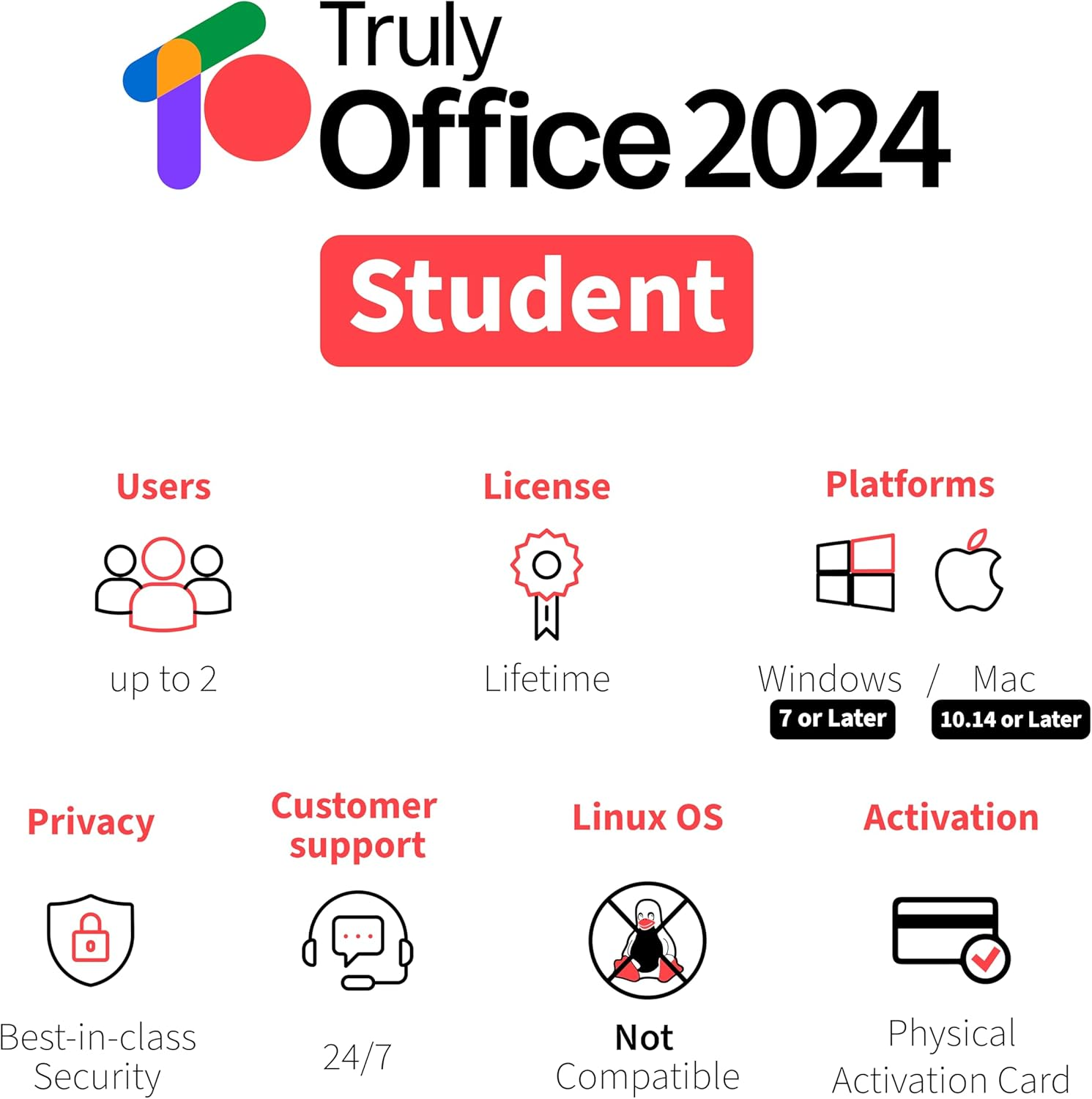 Trulyoffice 2024 Student Lifetime License | 3 in 1 All Access Trulyoffice Suite | Words, Sheets, Slides (PC) image number 2