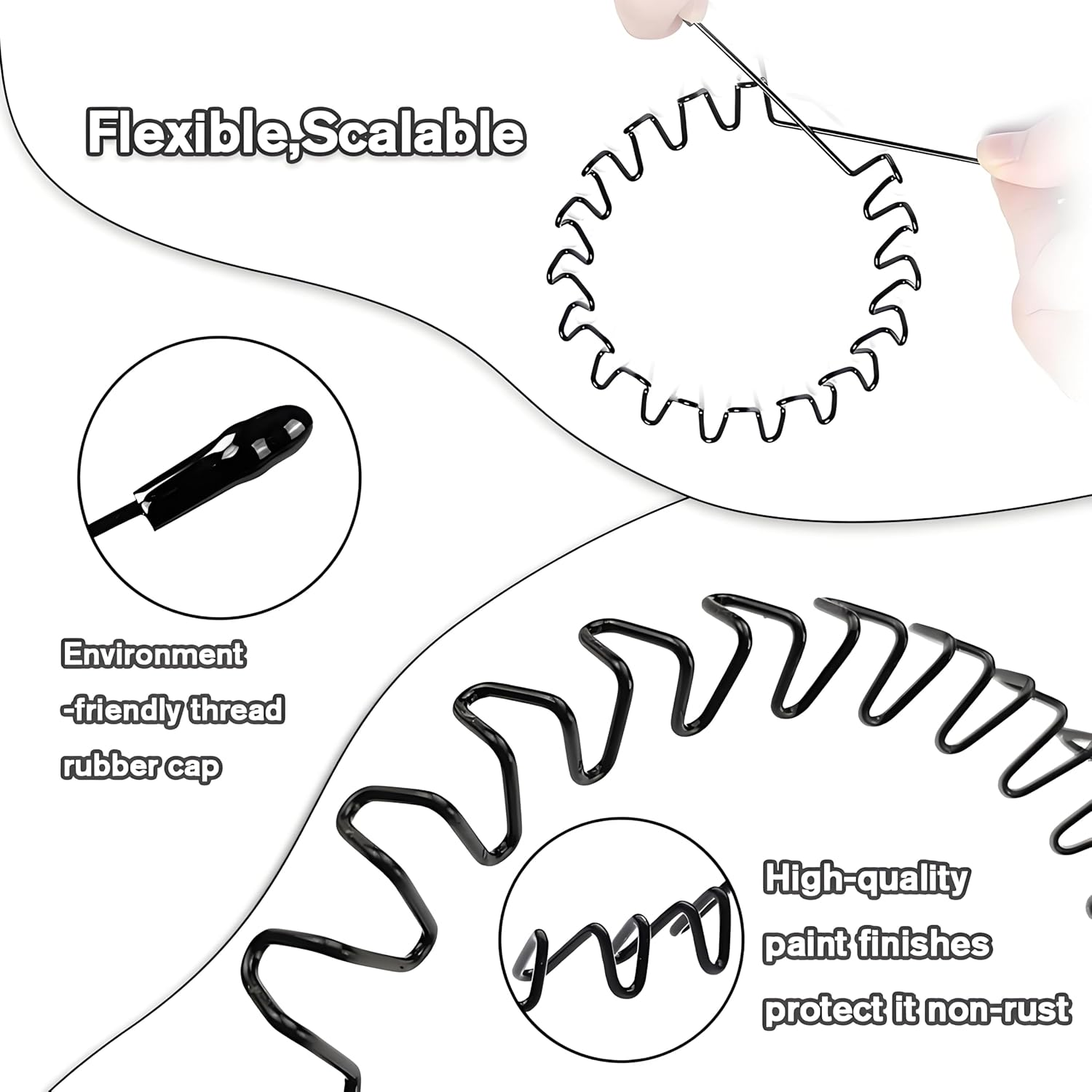 Pack of 3 Metal Hair Bands, Hair Bands Men Women, Wave Metal Headband, Non-Slip Elastic Headband, Hair Band Men, Hair Band Women, for Outdoor Sports Yoga image number 4