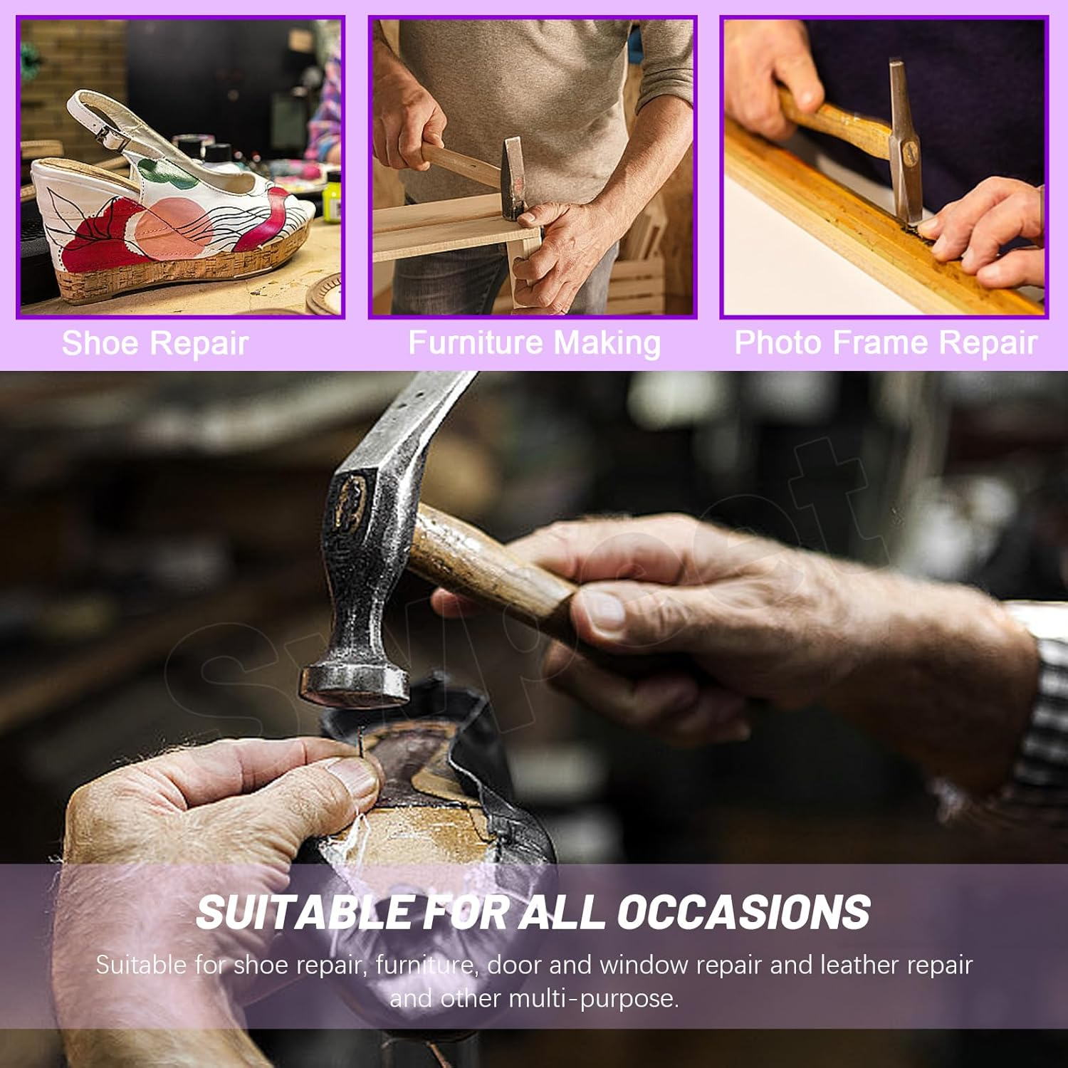 Swpeet 1200Pcs 6 Sizes 10Mm/13Mm/16Mm/19Mm/22Mm/25Mm Metal Nails Tacks Assortment Kit, Non-Slip Shoe Tacks Metal Hardware Nails Studs for Shoes Boots Leather Heels Soles Repairs Replacement image number 1