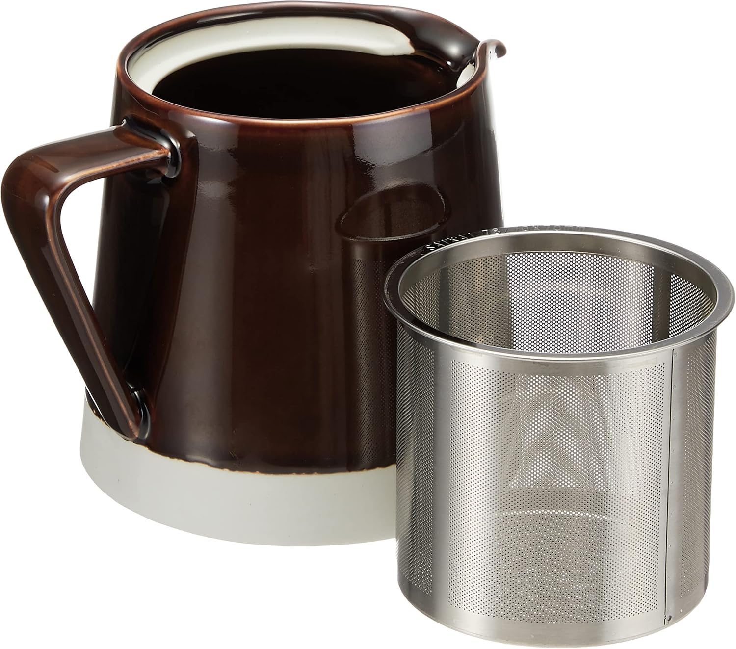 Hasamiyaki 19586 Essence Stainless Steel Tea Strainer Set, 16.9 Fl Oz (500 Ml), Brown, Plain, Candy Glaze, Stylish, Teapot, Made in Japan, Tea Pot, Porcelain image number 5