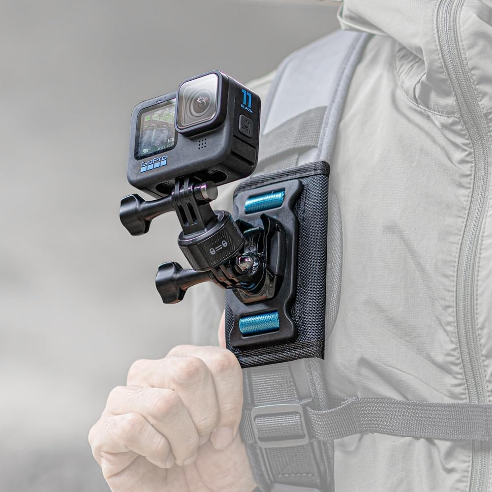 SKEZN Backpack Shoulder Strap Mount Camera with Adjustable Shoulder Pad and 360 Degree Rotating Base Compatible with Gopro Hero 12 Black, Hero 11/9/8, DJI Action 4/3 and More (4.3 * 2.8 * 2.2 In)