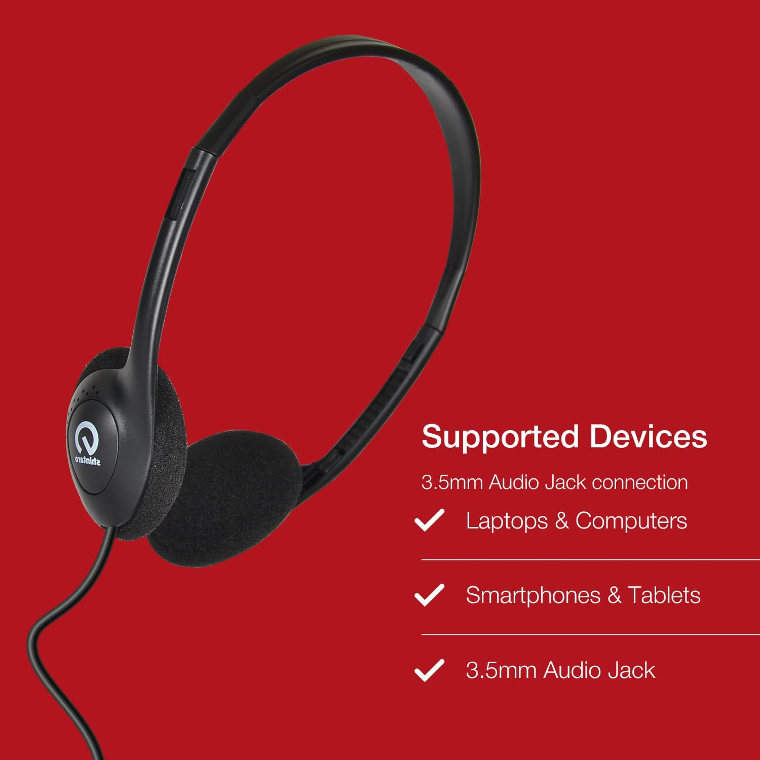 Shintaro Headphones with Volume Control, 3.5Mm Audio Jack - Lightweight, Adjustable Headband (SH-101) image number 2