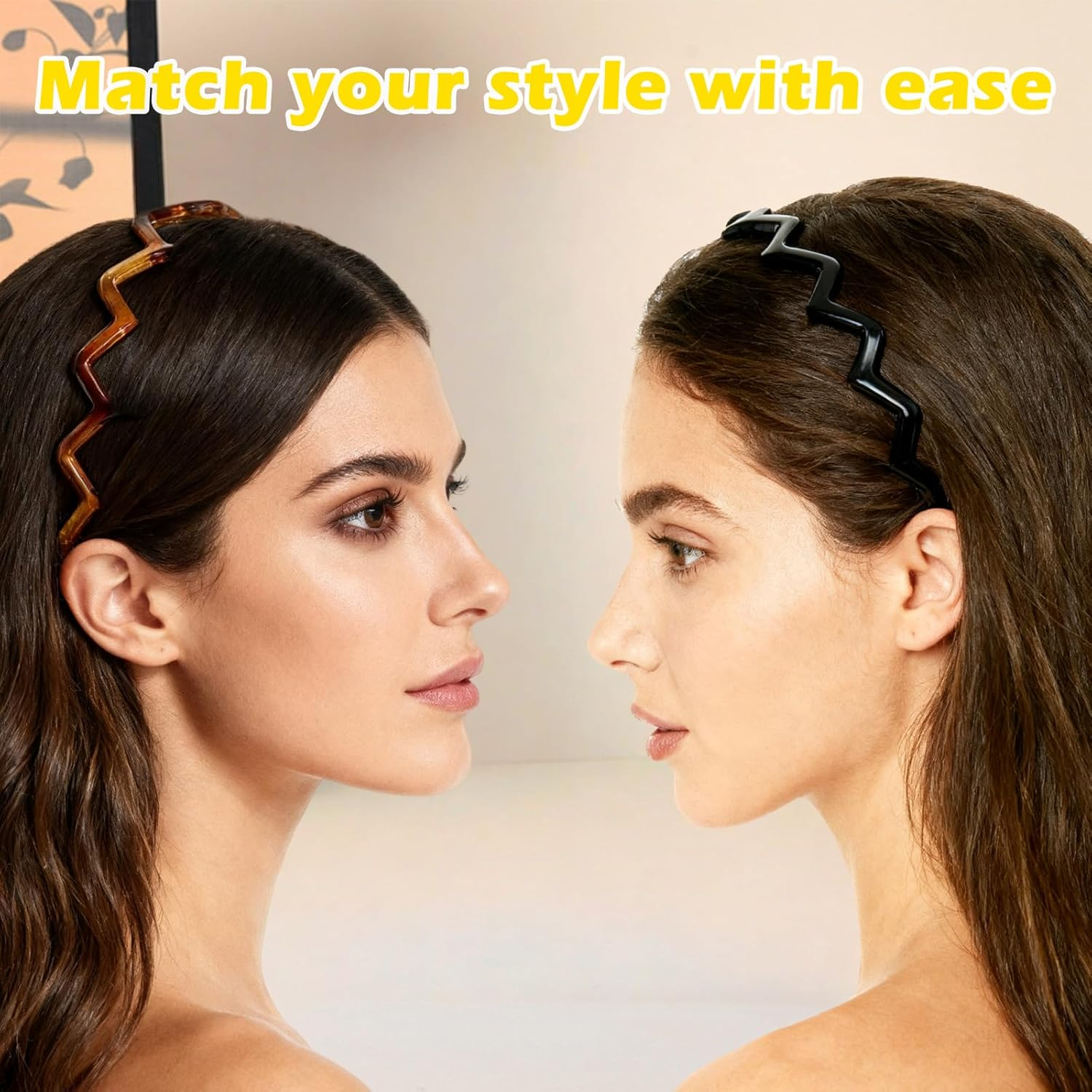 2Pcs Zig Zag Headband Set, Plastic Sharks Tooth Hair Comb, Non - Slip Cute Hair Bands for Women Girls, 3.8Cm Fashion Wave Comb Headbands for Outdoor Sports image number 3
