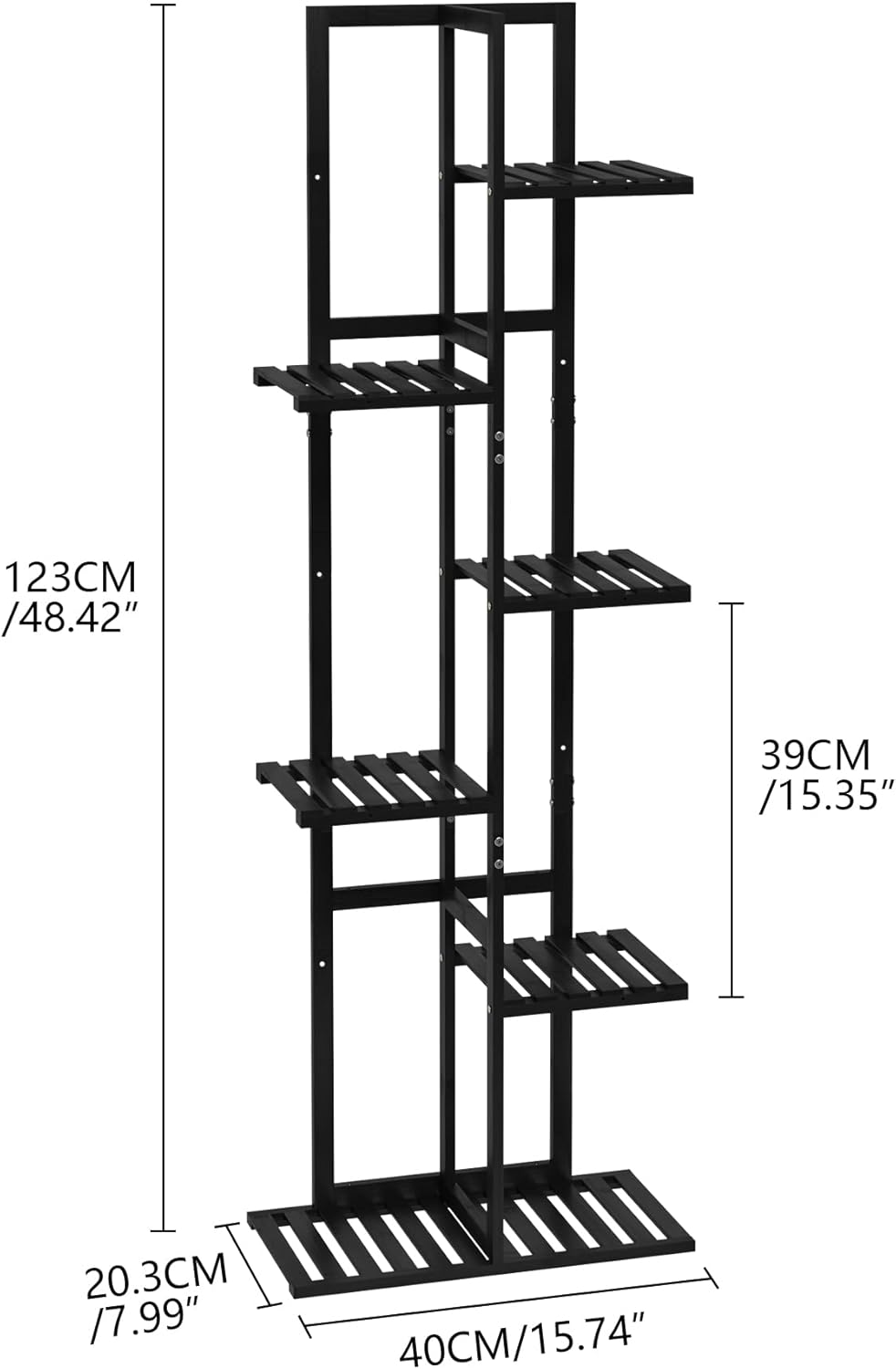 Laiensia Bamboo Plant Stand Rack 6 Tier,Multiple Stand Holder Shelf Rack, Indoor&Outdoor Planter Display Shelves for Patio Garden, Living Room, Corner Balcony and Bedroom,Black image number 2