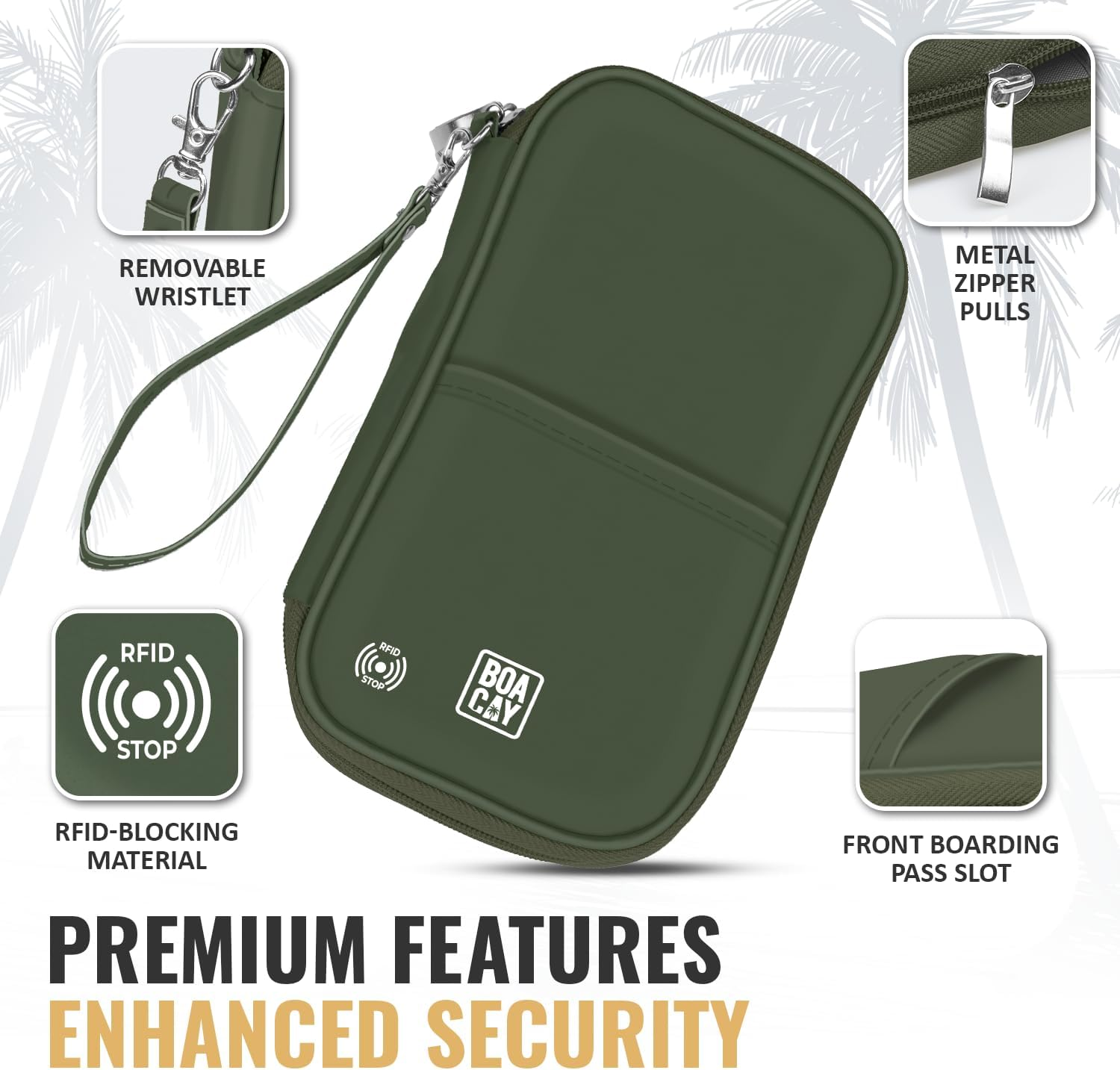 BOACAY Travel Document Organizer with RFID, Family Passport Holder, Wallet for Women & Men, Portable & Waterproof Case for Cards, Boarding Pass, Money - Quartz Gray image number 3