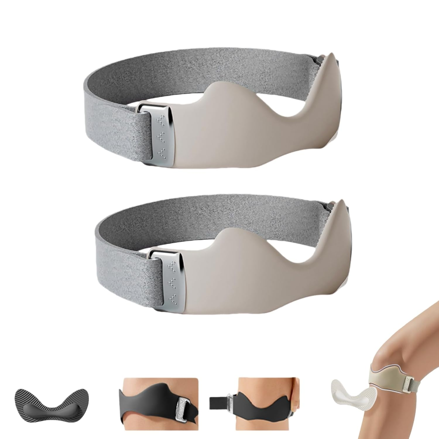 Flexwrap Knee Strap, Flex Wrap Silicone Patellar Tendon Support Strap, Adjustable Patella Support Band, Non-Slip Silicone, Knee Brace for Men Women Running Basketball Hiking (Black)