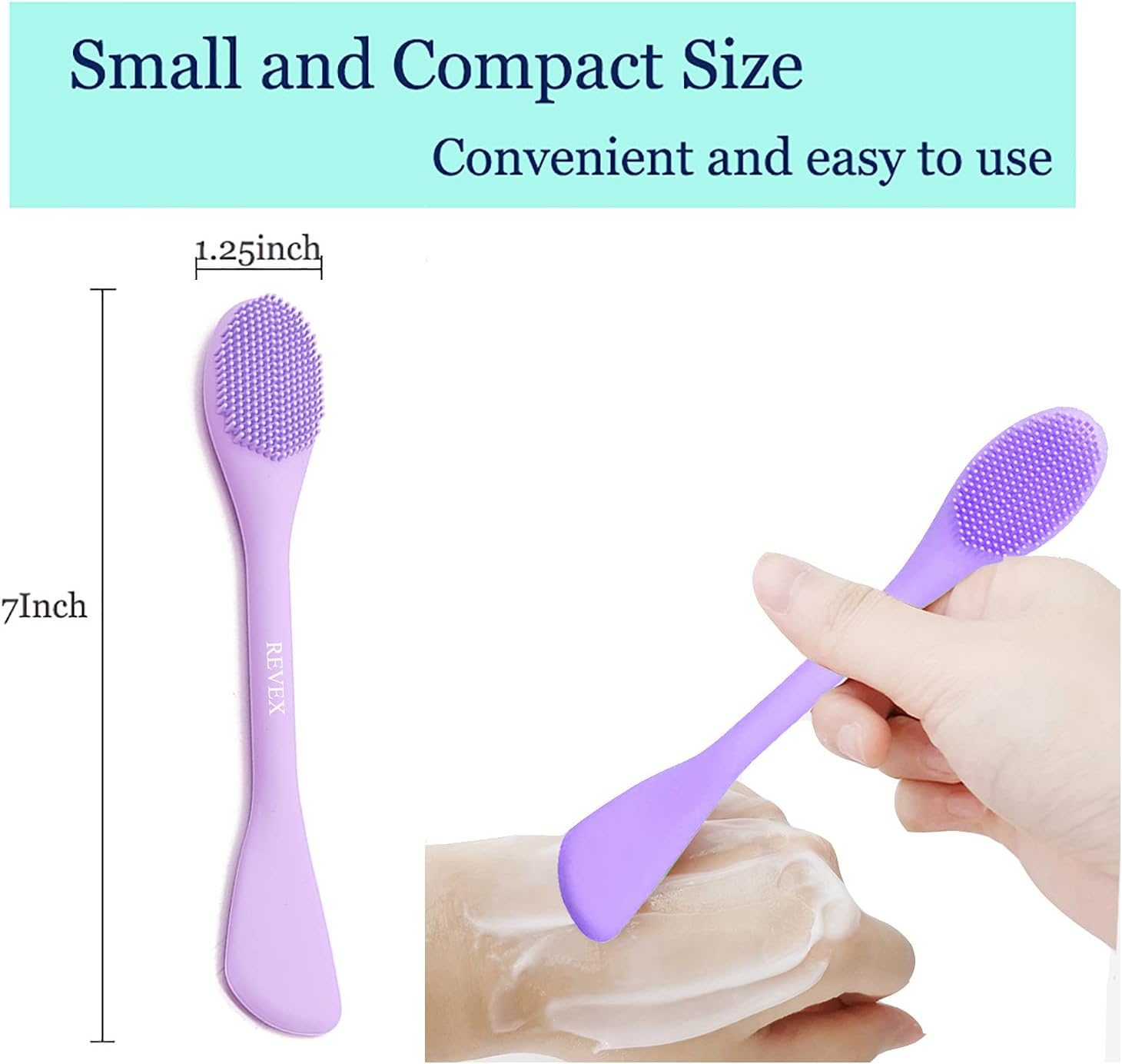 REVEX Silicone Face Mask Applicator,2 Packs Facial Mask Brushes for Mud,Clay,Charcoal Mixed Mask,Soft Makeup Beauty Brush Tools for Apply Cream,Lotion (Purple+Gray) image number 2