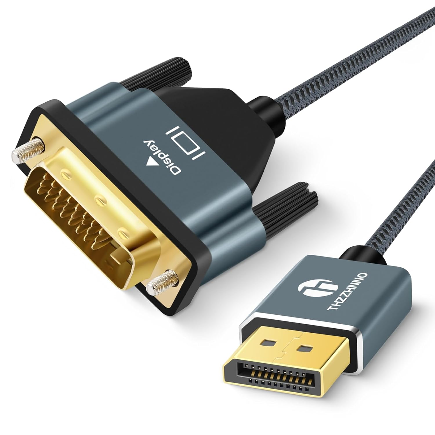 Thzzhnno Displayport to DVI Cable 1M, Gold-Plated Display Port to Dvi-D Nylon Braided Adapter Male to Male Cord Compatible with Computer, Desktop, Laptop, PC, Monitor, Projector
