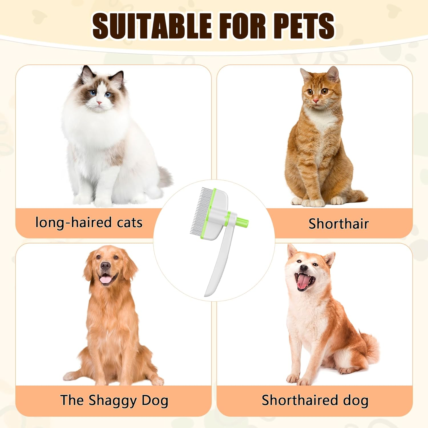 Oiuyamn 360-Degree Rotating Cat Hair Removal Comb with One-Click Release Button - Multifunctional Pet Grooming Tool for Cleaning Shedding Hair Indoor Use