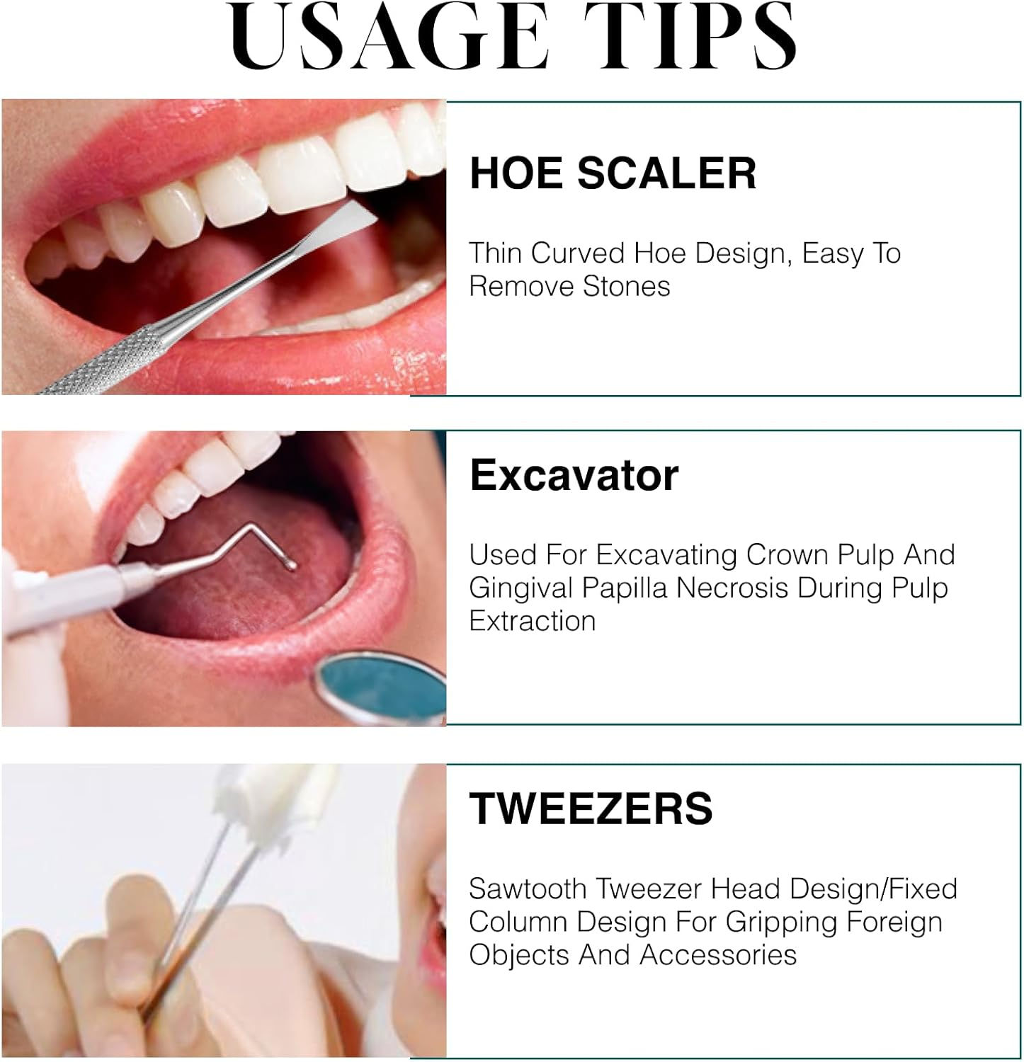 Professional Dental Cleaning Tools Kit, 6 Pack Stainless Steel Teeth Cleaning Tools, Includes Dental Mirror, Dental Picks, Tartar Scraper, Plaque Remover & Tonsil Stone Remover for Home Dental Care image number 5