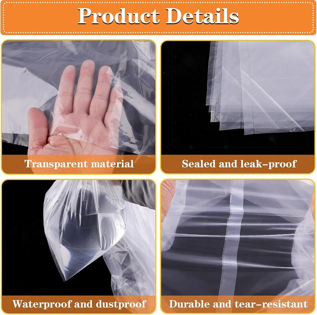 8 Pack 32X47 Inches Clear Plastic Storage Bags, Aufondof Giant Moving and Storage Bag Dustproof Large Storage Bags for Blanket Clothes and Big Plush Toys Luggage, Suitcase, Comforter, Clothes,Chair image number 5