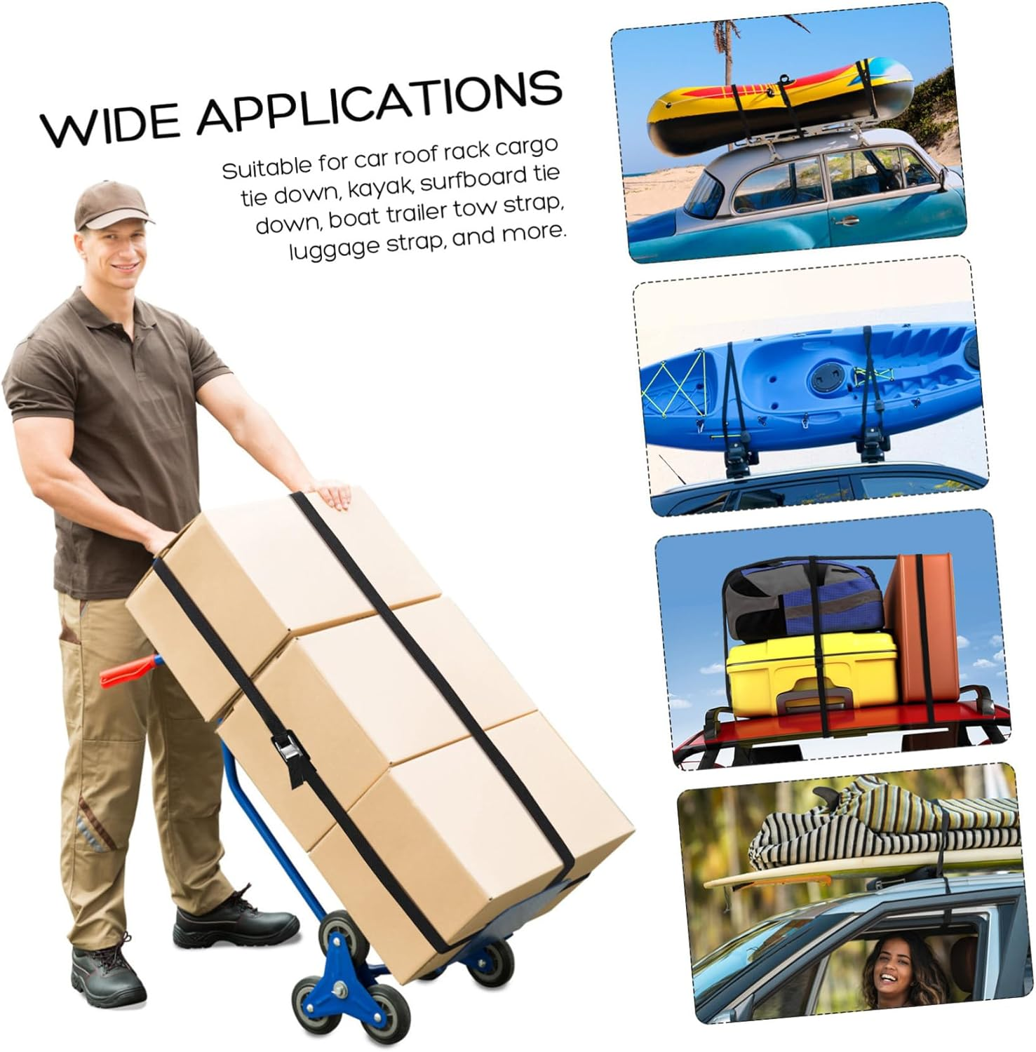 ELAYARD 6 Pcs Adjustable Lashing Straps with Buckles Nylon Cargo Security Bands for Packing Bikes Luggage Furniture and Outdoor Use image number 6