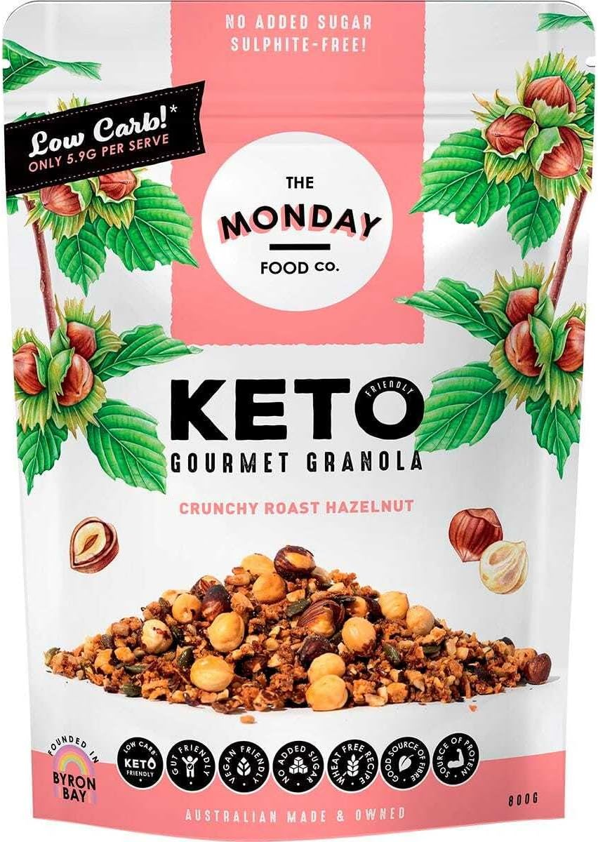 The Monday Food Co - Vegan - Crunchy Roast Hazelnut - Keto Gourmet Granola - 800G
