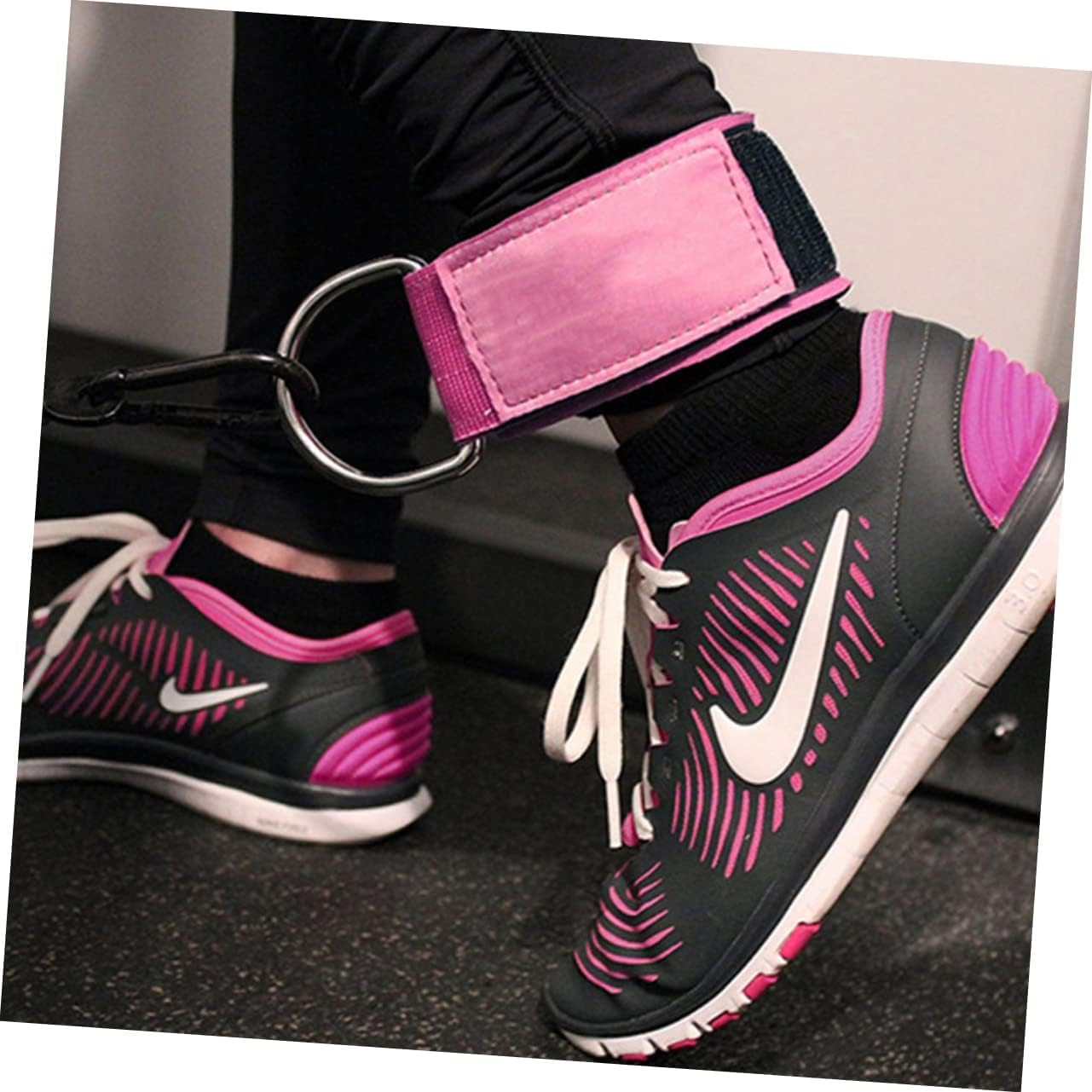 Ankle Strap for Cable Machines and Resistance Bands,1Pair Adjustable Ankle Strap with Double D-Rings and Neoprene Support,Comfortable Adjustable Padded Ankle Wrist Cuffs Neoprene Padded Straps, (Pink) image number 6