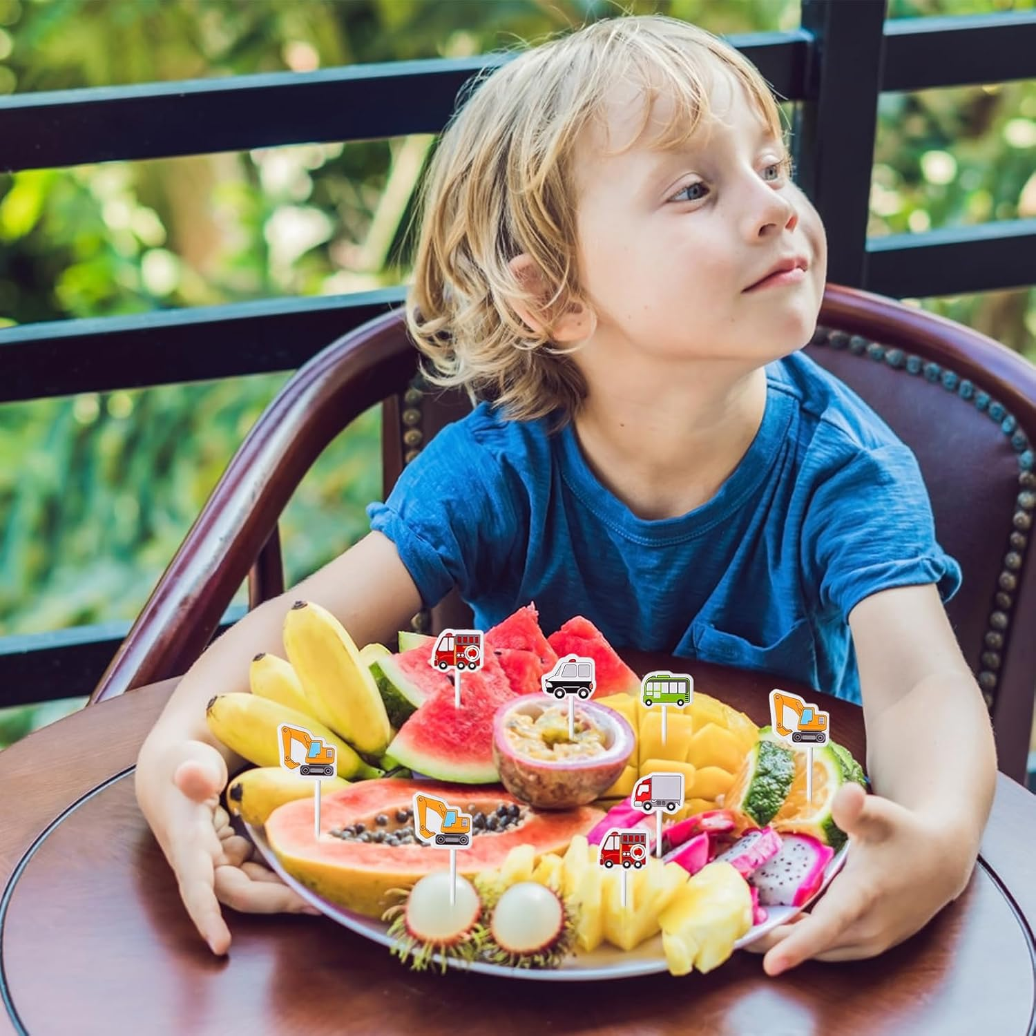 Dewocke Mini Cartoon Food Toothpick Set, 18 Pieces Kids Foods Picks & Toddlers Lunch Decoration, Vehicle Food Fruit Picks Forks for Bento Box, Fun Toothpicks, Pickle Fork, Bento Toothpicks, Small image number 3