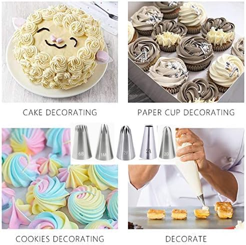 5Pcs Large Piping Tips Stainless Steel, Piping Tips Piping Nozzles Cake Piping Icing Nozzles Cake Decorating Tips Set for for Pastry Fondant image number 2