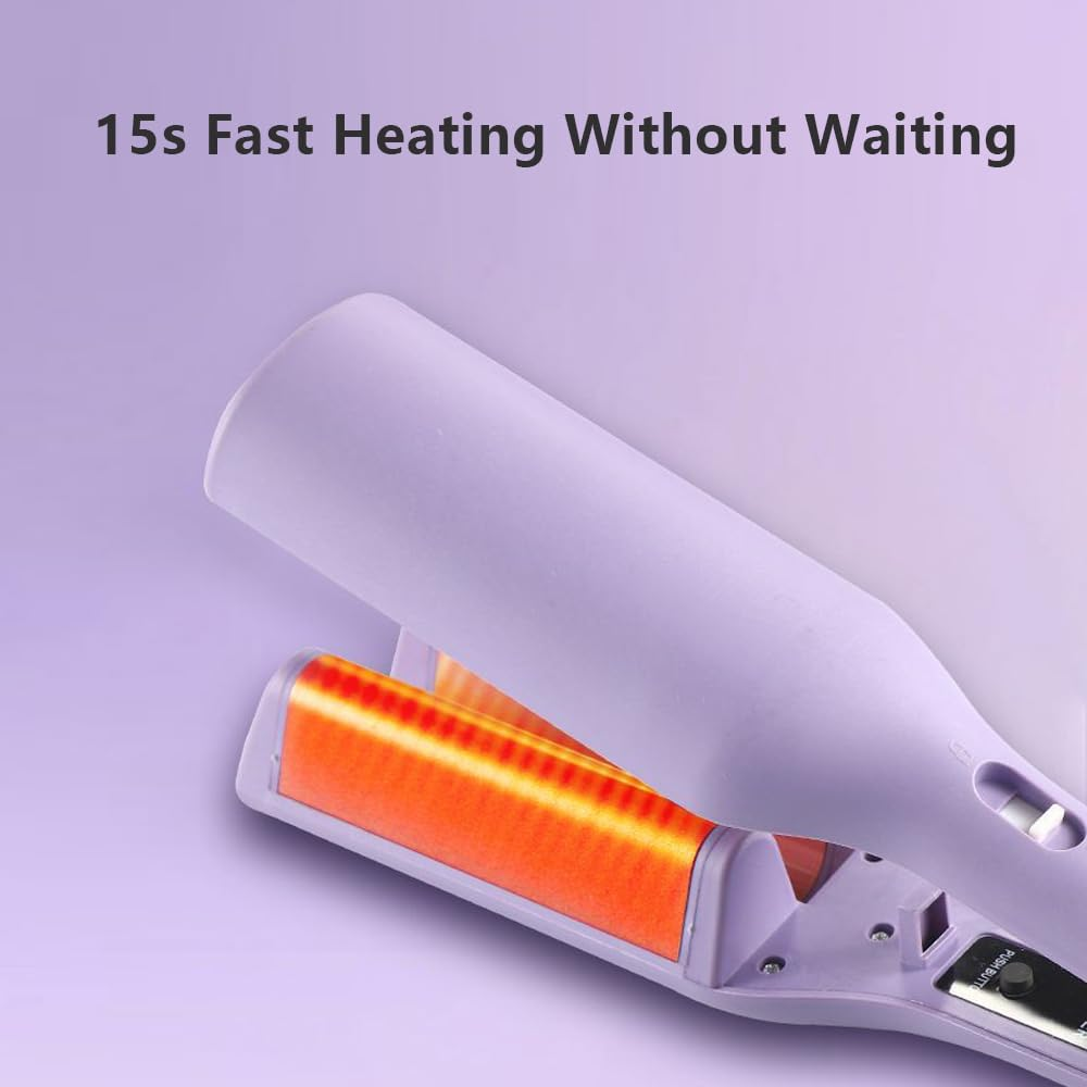 V Shape Curling Iron 32Mm Hair Deep Waver Adjustable Temperature Locking Button Hair Curler Ceramic Big Waves Crimper Hair Iron Styling Tool image number 4