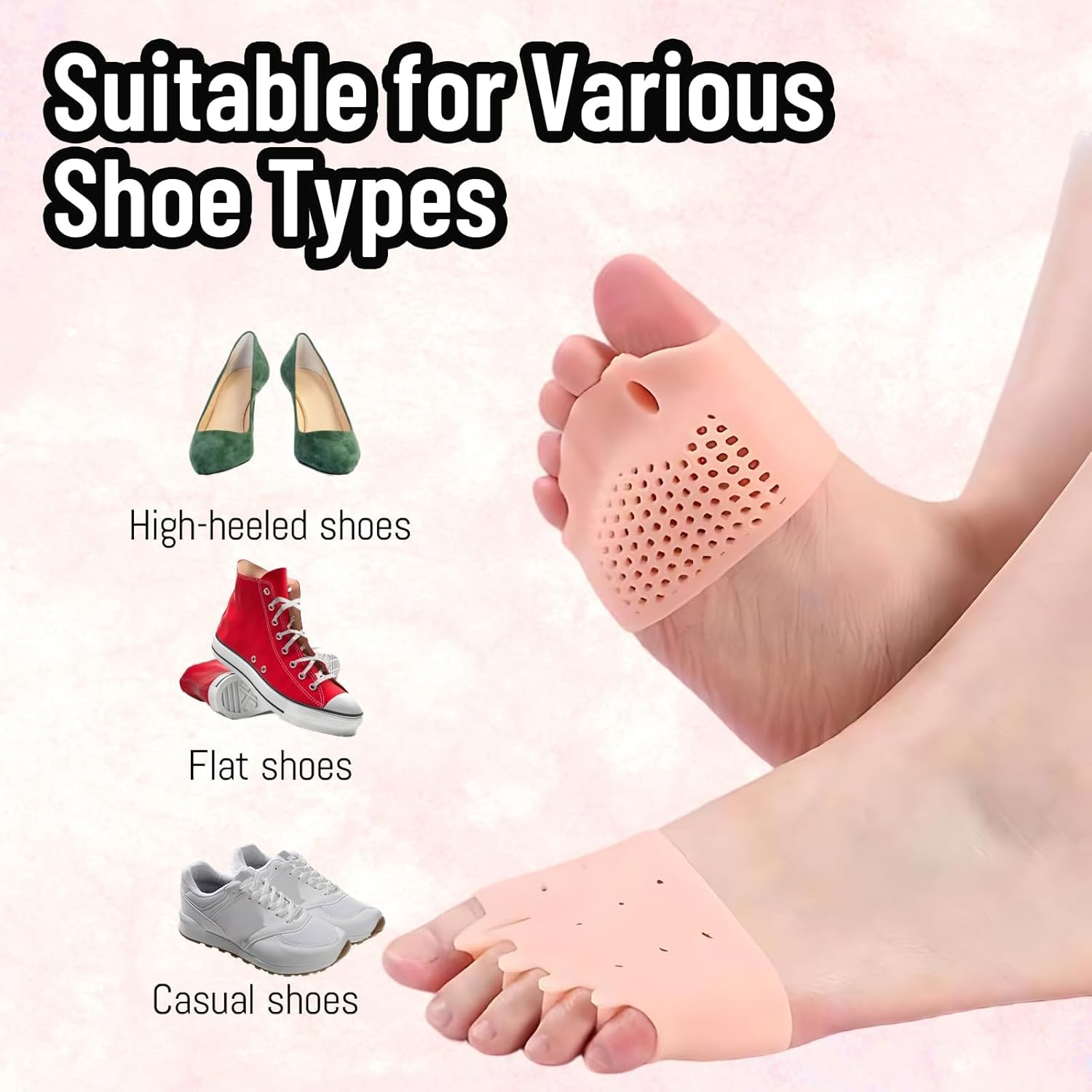 Toe Separators, Bunion Corrector Toe Spacers, 4 Pairs Gel Toe Separators for Women, Soft Comfortable Foot Cushions for Daily Walking, Yoga, High Heels, White, Transparent, Nude, Sky Blue