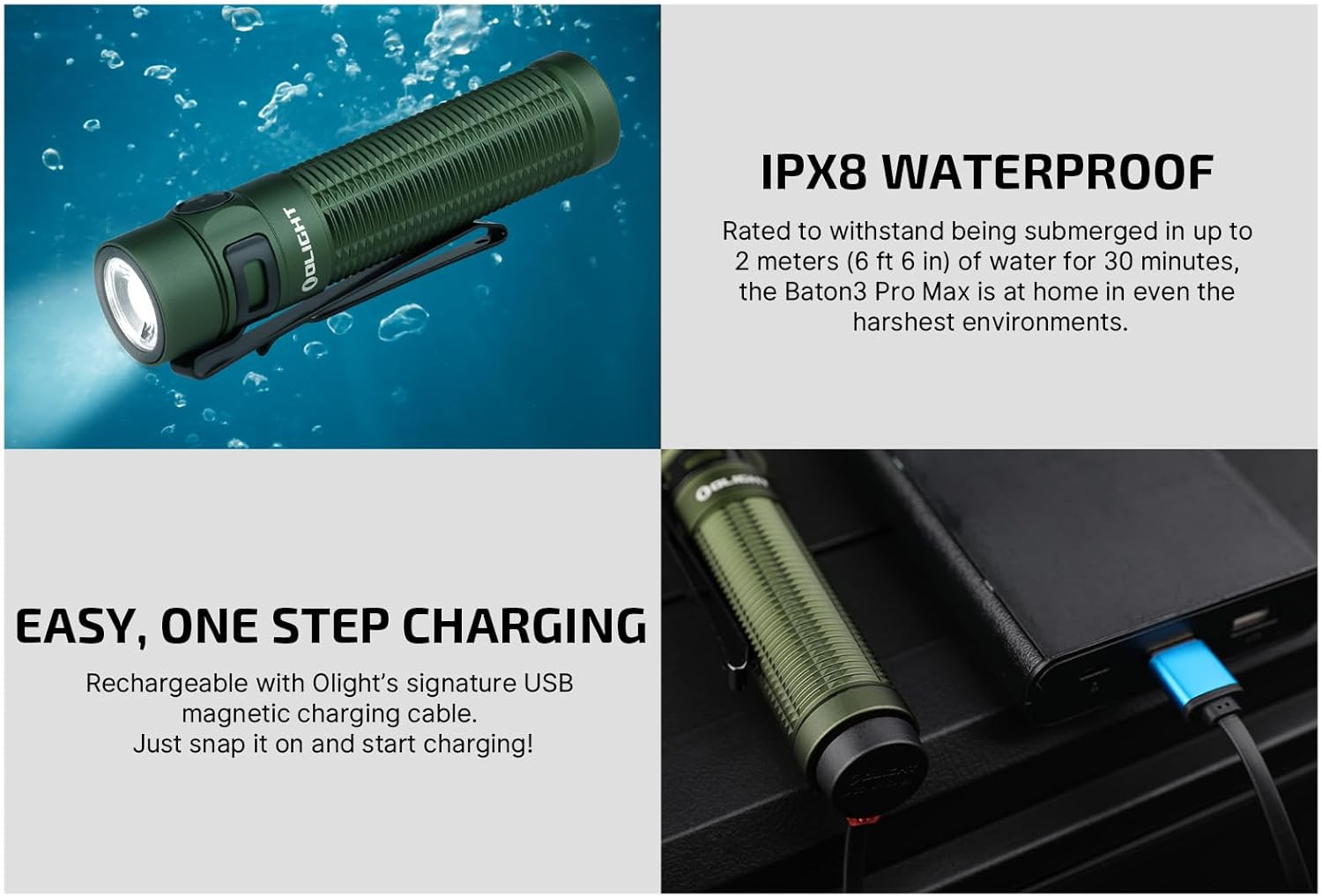 OLIGHT Baton3 Pro Max Max 2500 Lumens&Max 145 M Rechargeable Handheld Torch for Hiking, Mountaineering (OD Green, Cool White Light: 5700~6700K) - Orange Cool White image number 6