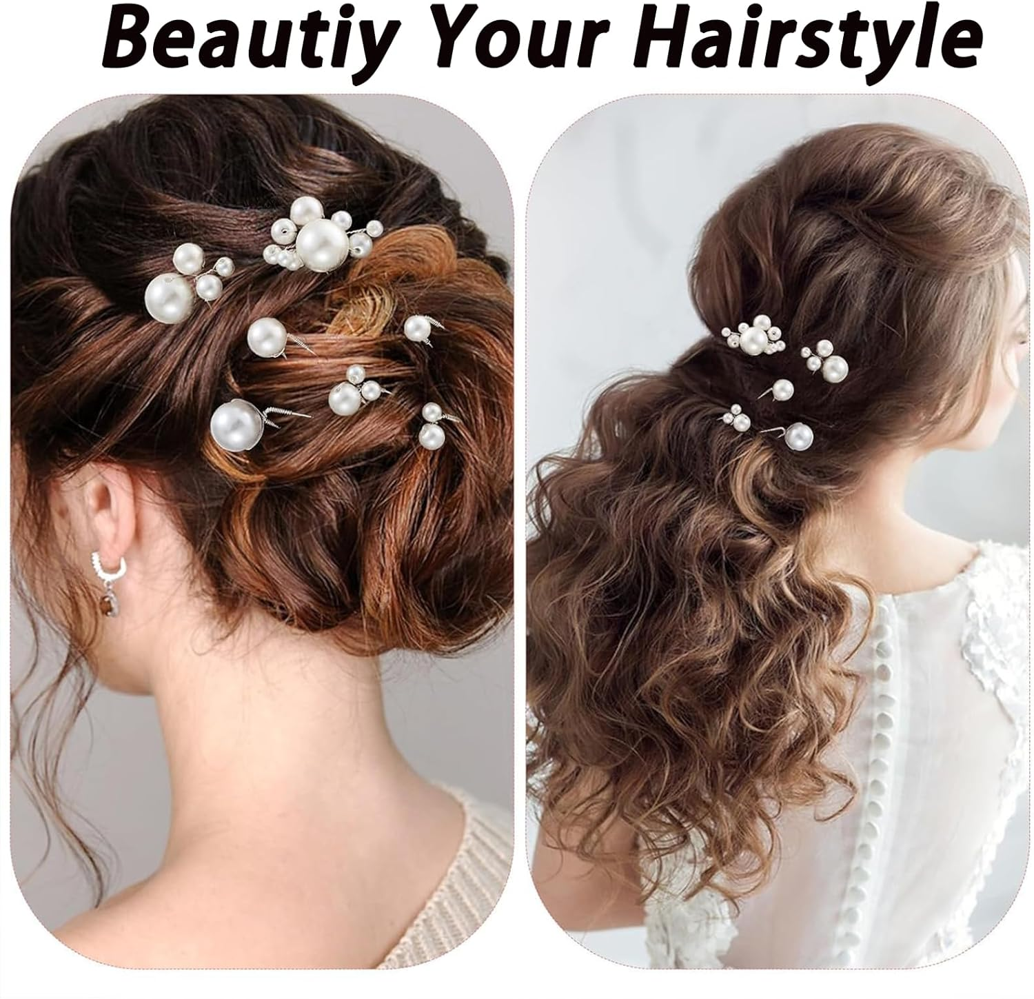 12 Pieces Bridal Pearl Hair Pins for Party, Handmade Pearl Hair Accessories, Wedding Hairstyles Accessories for Bridesmaid Girls Various Sizes (1Set-12Pcs) image number 4