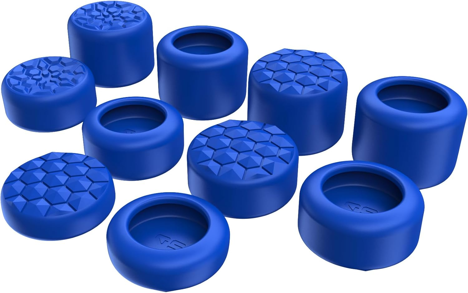 Playvital Blue Ergonomic Stick Caps Thumb Grips for Steam Deck LCD & OLED, for PS Portal Remote Player - with 3 Height Convex and Concave - Diamond Grain & Crack Bomb Design, Set of 10