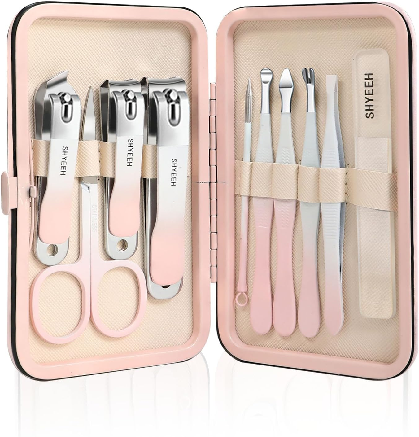 Manicure Set, 10 Pcs High-Carbon Steel Nail Clippers Set, Portable Mini Manicure and Pedicure Kit, Travel Grooming Nail Kit with Leather Bag for Men and Women