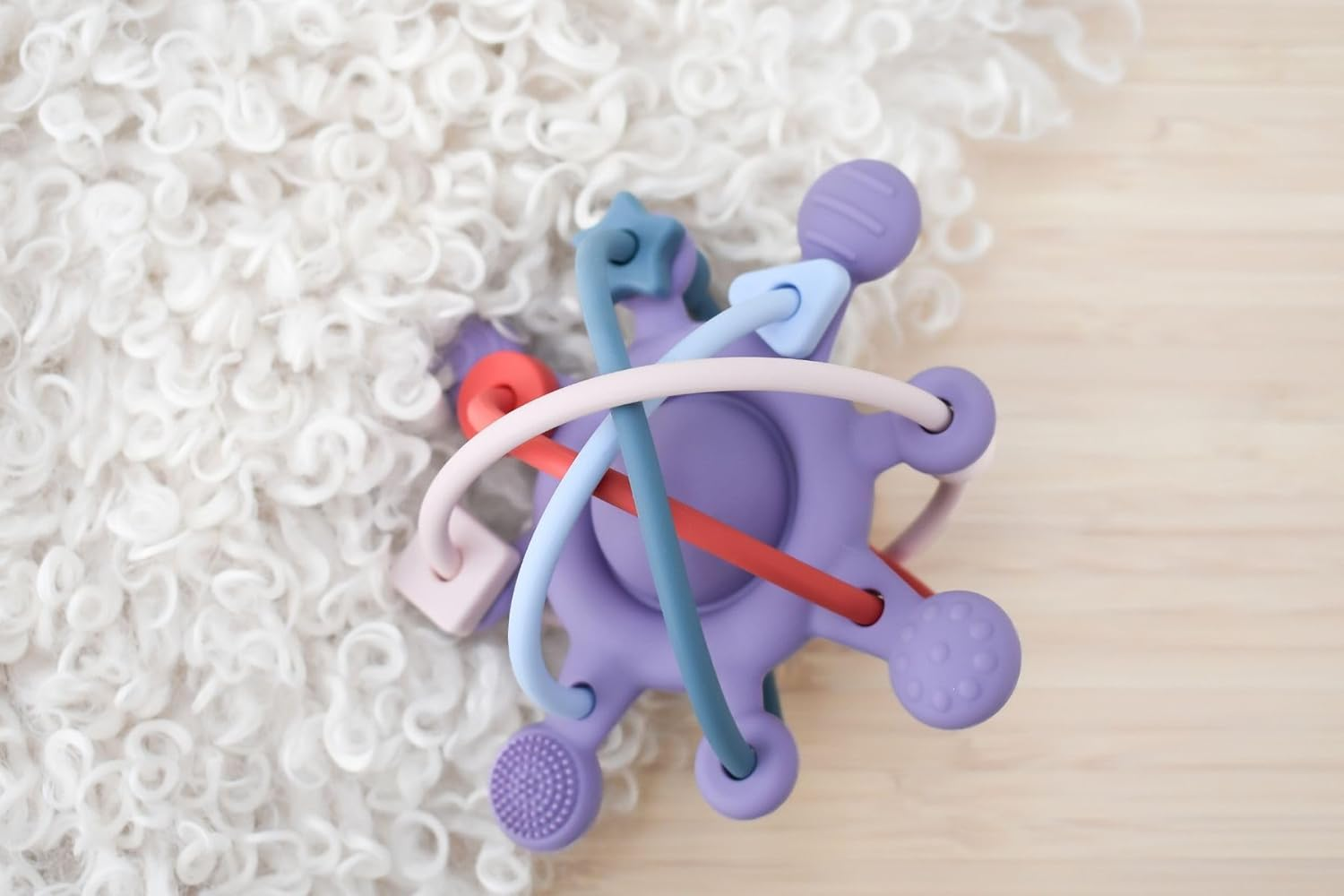 Koala Dream -CA3019B Silicone Sensory Space Rattle TEETHER Purple: Clutch Sensory Teether for Babies image number 5