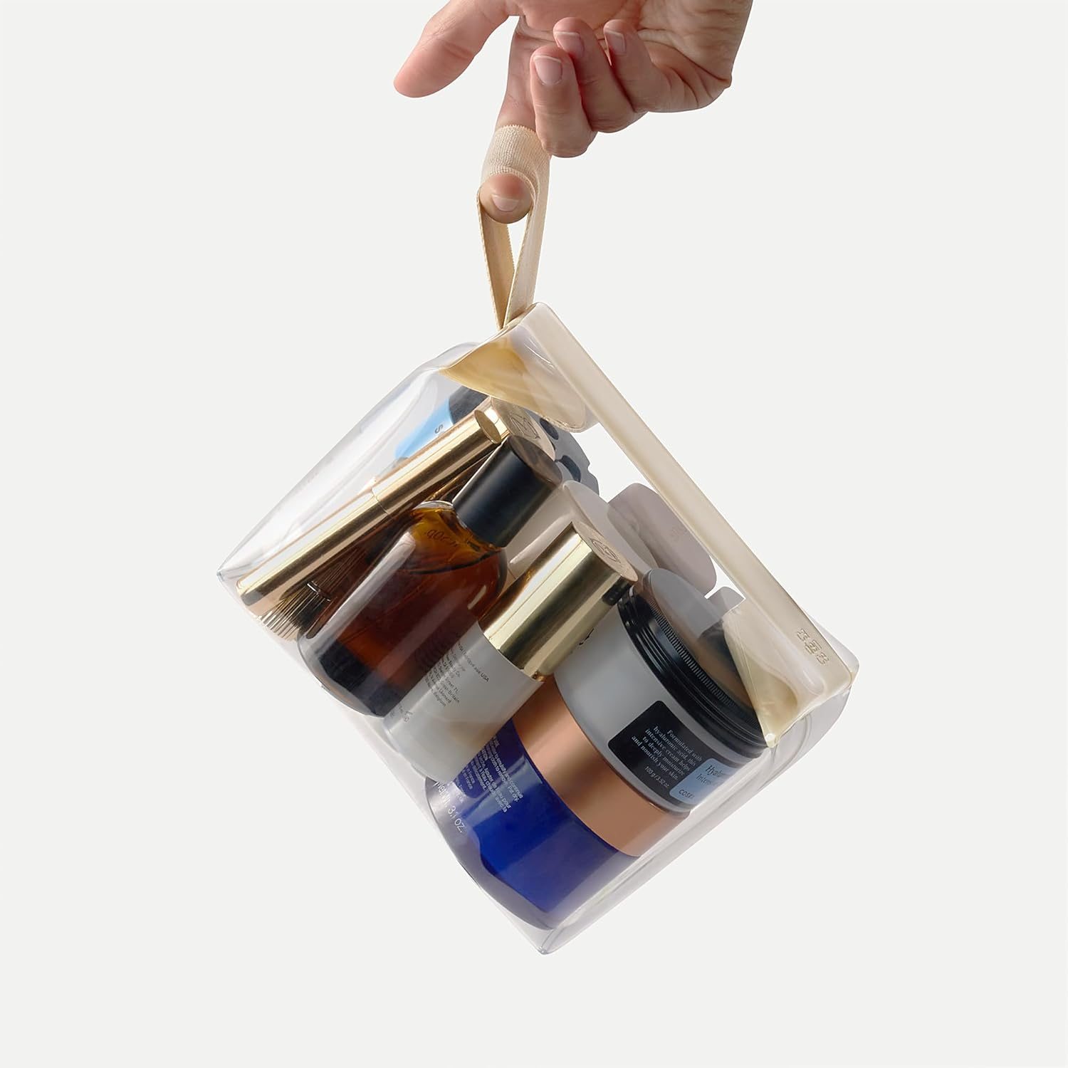 Cadence Parcel - Clear Dopp Kit with Magnetic Closure - Durable and Leak-Resistant Travel Toiletry Kit - Tsa-Compliant & Modular Design - Hygiene Bag for Travel Essentials - 1 Qt - Pebble image number 1