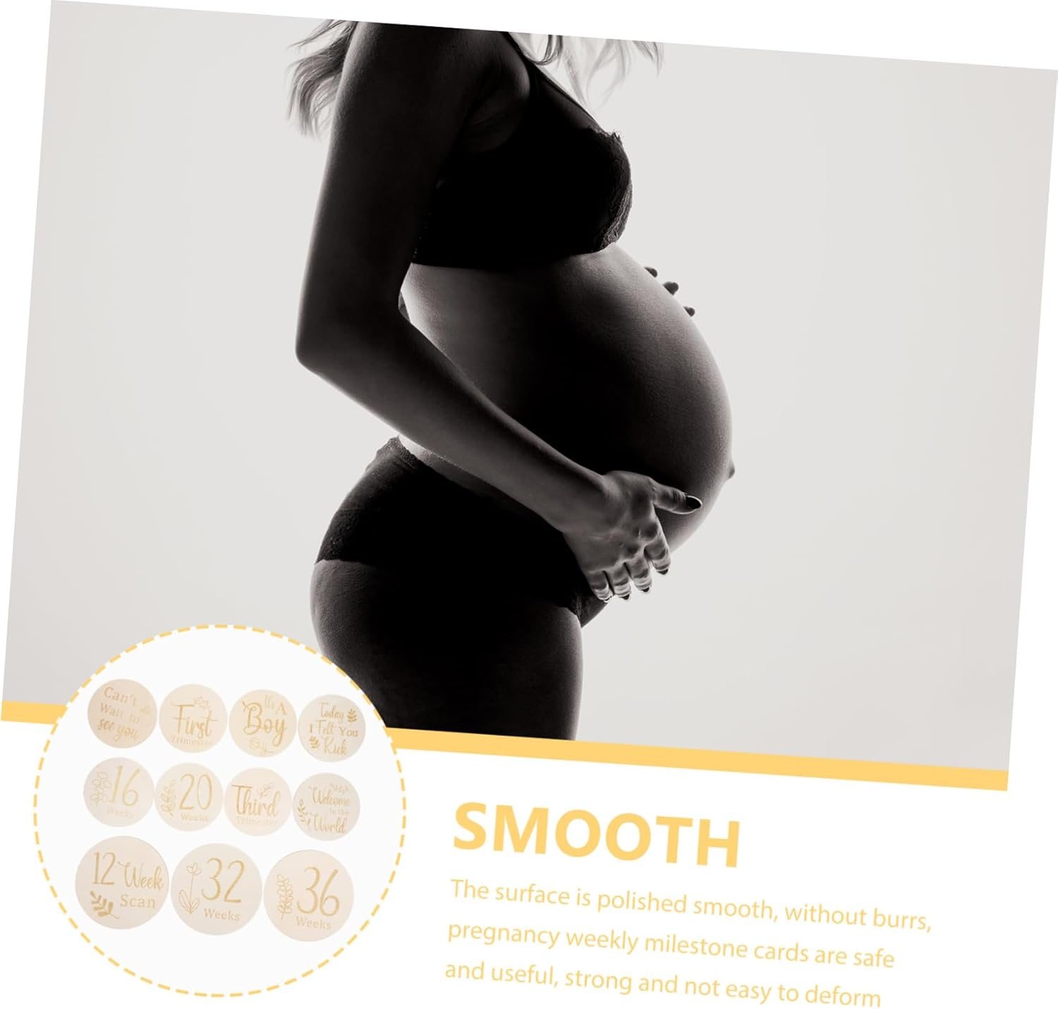 Vaguelly Newborn Weekly Milestone Discs 11Pc Double Sided Pregnancy Journey Sign Cards Dec image number 6