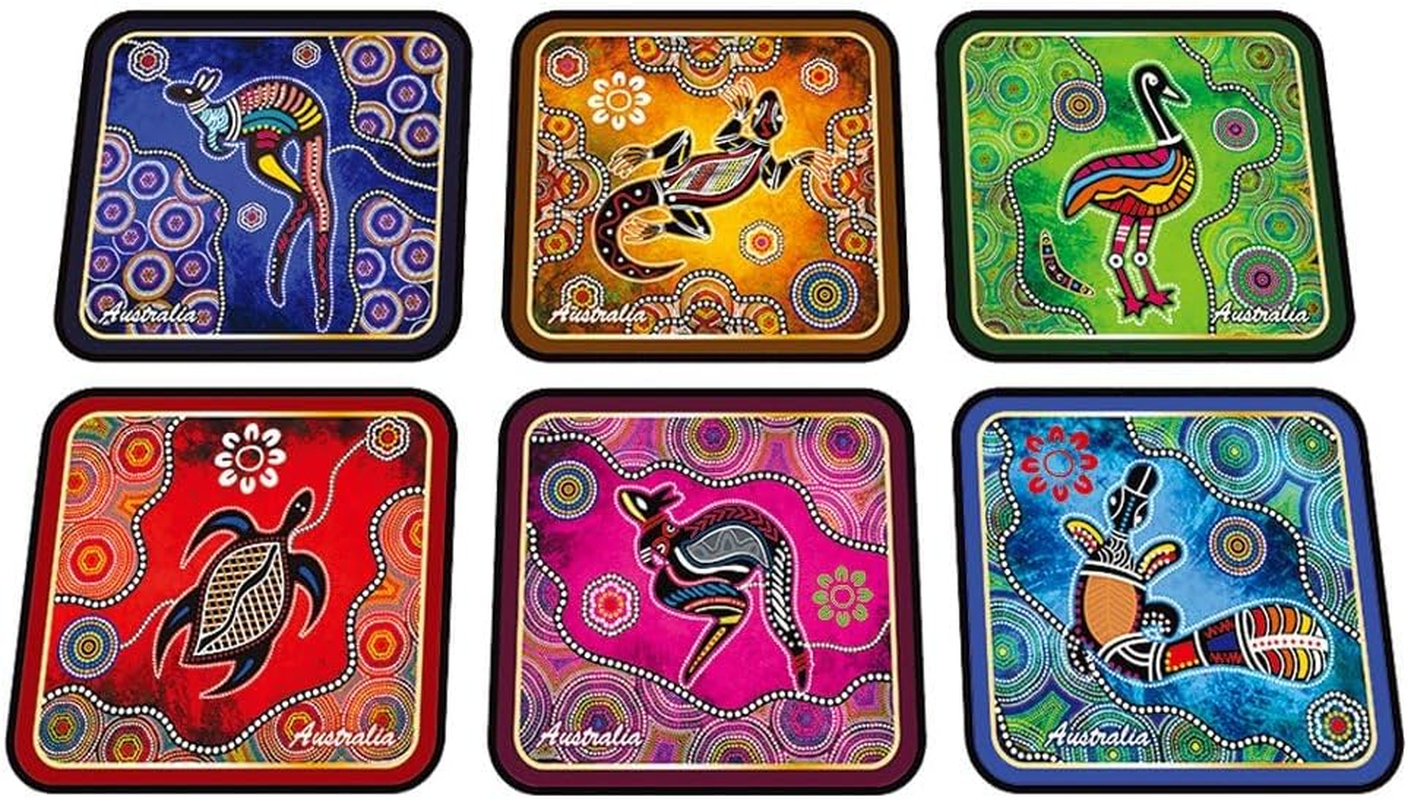 Corkwood Aboriginal Art Animals Coaster (Pack of 6)
