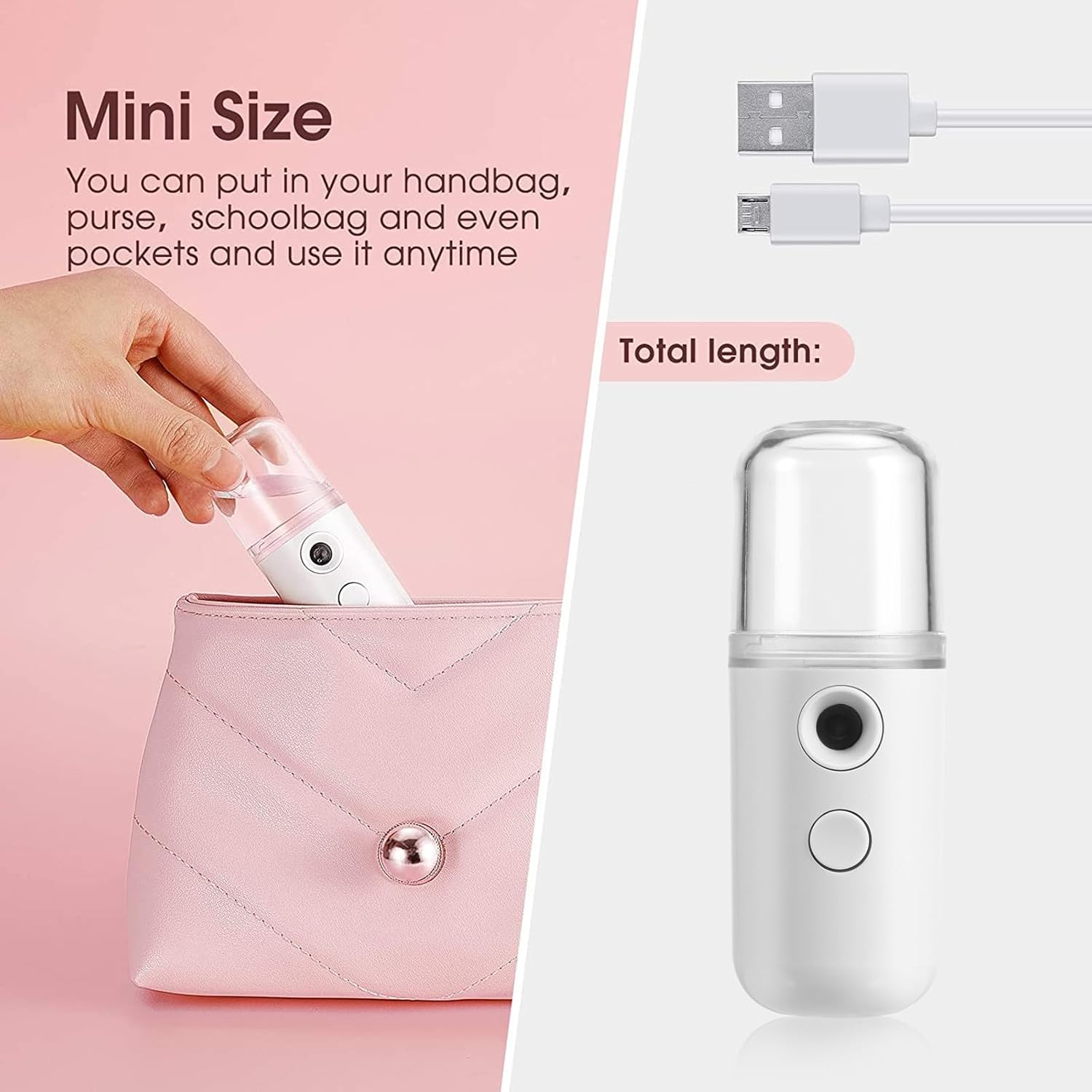 TOPPERFUN 2Pcs USB Nano Facial Mister Sprayer Portable Face Humidifier Machine with Ultra Fine Mist for Deep Hydration and Skin Moisturizing Care image number 4