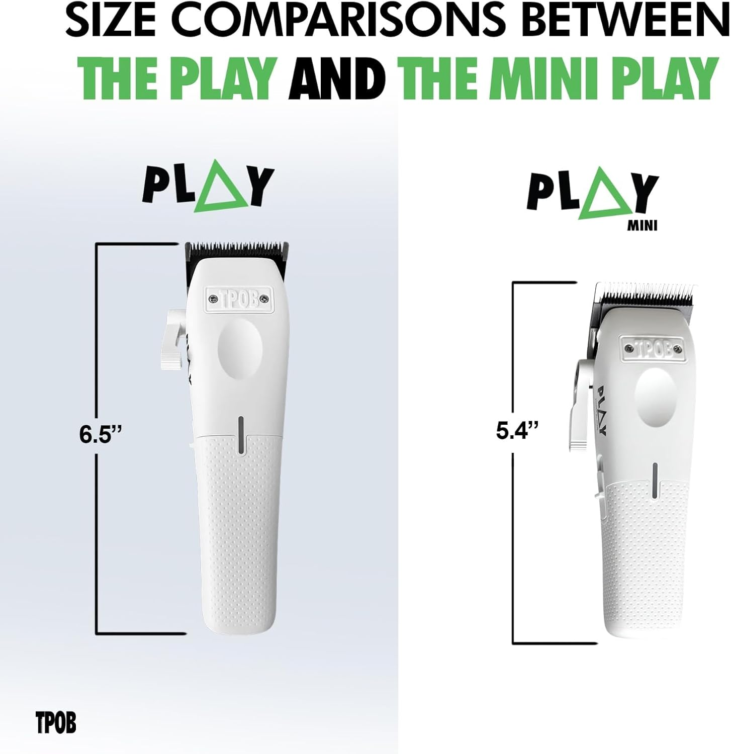 TPOB Professional Barber Hair Clipper Play Mini White for Men 7500 RPM with White Rubber Grips - Black image number 3