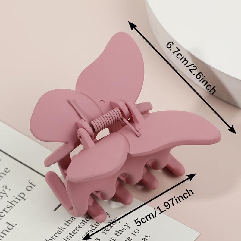 Aoozleny Hair Claw Clips 4PCS Butterfly Hair Clips 2.6Inch Non Slip Matte Hair Claw Clip for Women Thin Hair Curly Hair image number 2