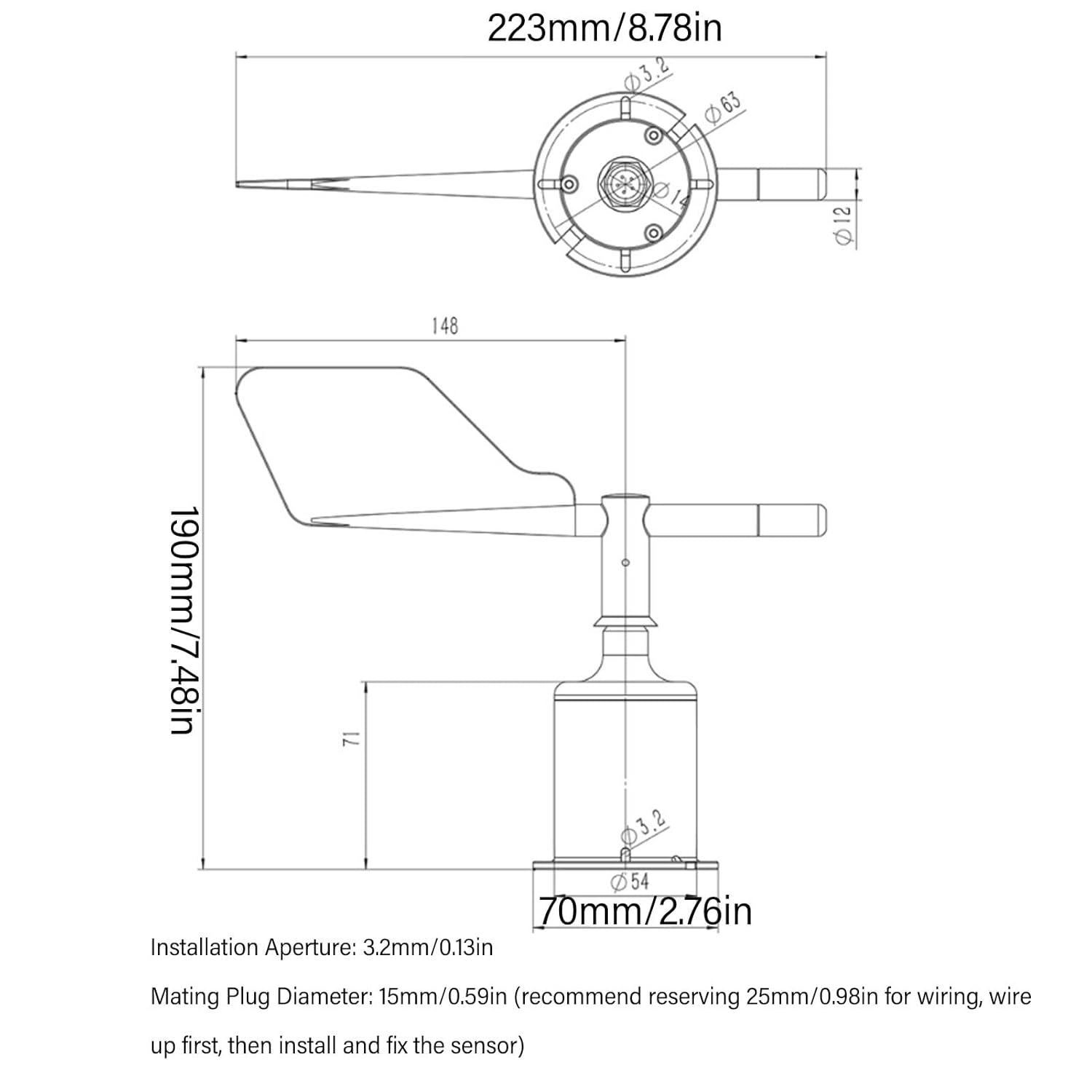 TOPINCN Wind Meter, All round 360 Degree Wind Direction Sensor With, High Accuracy Direction Sensor Transmitter Indicatorfor Meteorology, Aviation, Aerospace, Weather Statio image number 6