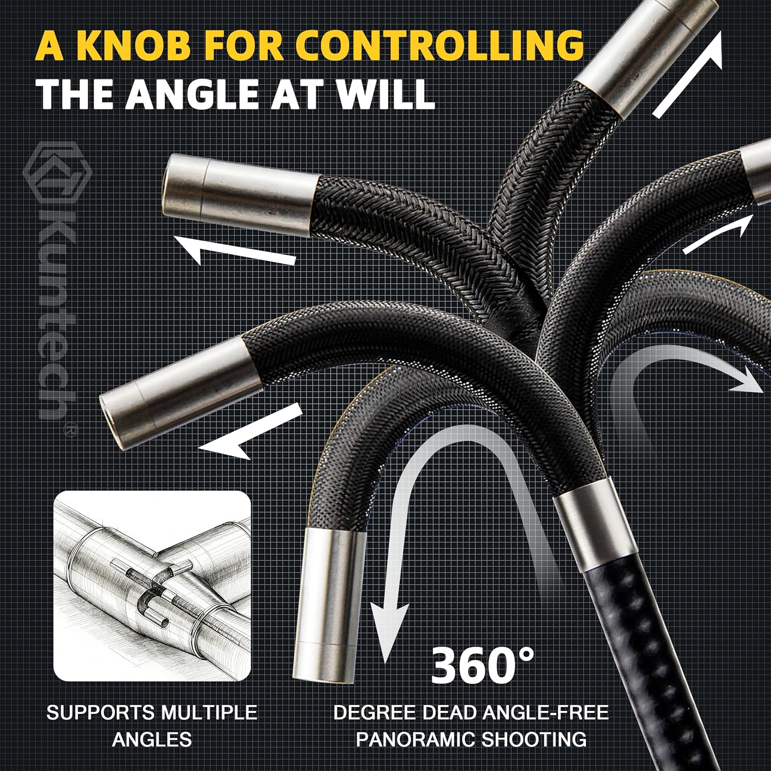 Articulating Borescope, 6.2Mm Video Endoscope Inspection Camera with 5 Inches 1080P HD IPS Screen, 720&deg; Articulation Probe, Fiber Optic Videoscope for Automotive Aircraft Mechanics