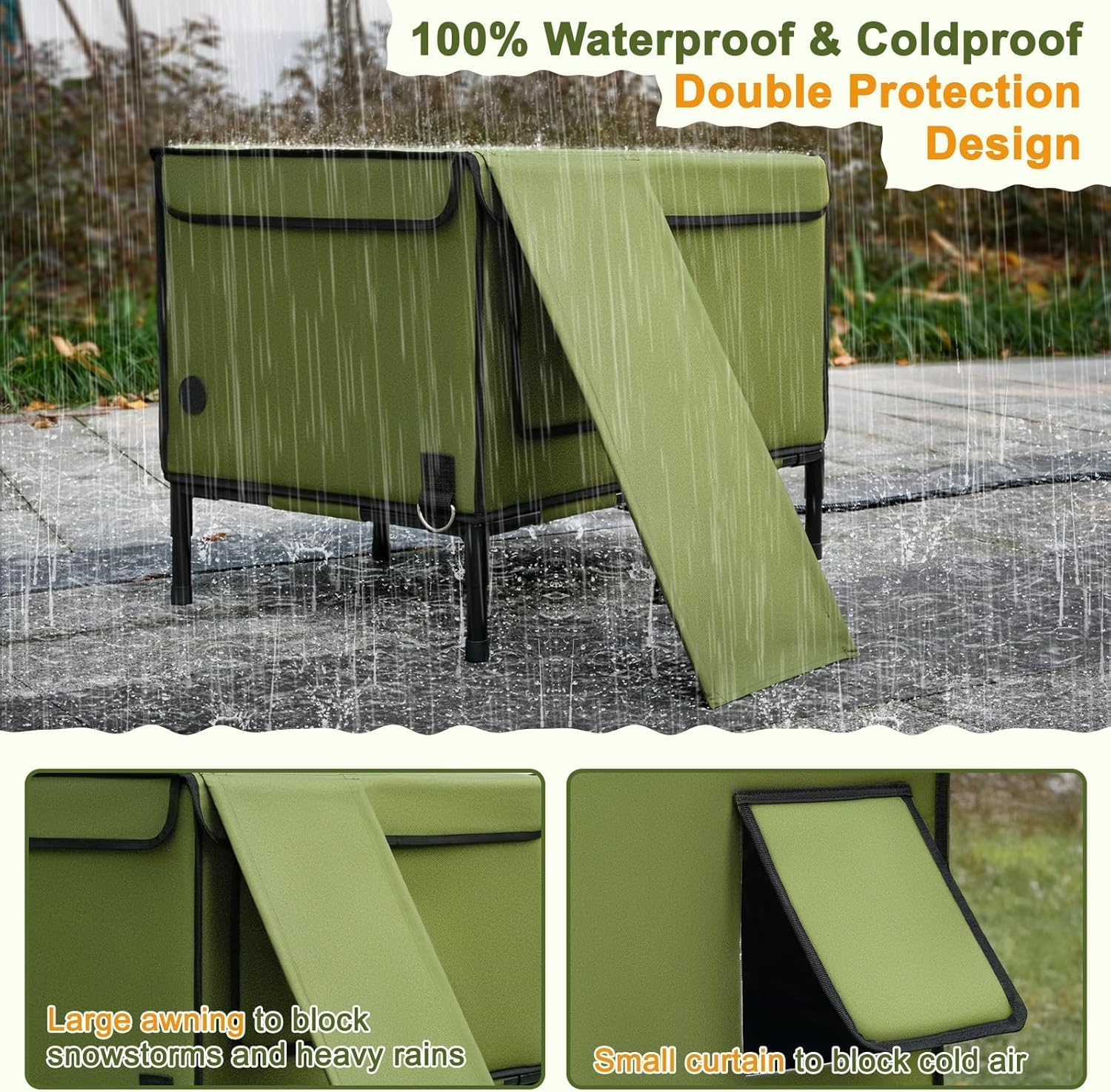 Indestructible Heated Cat House for Outside, 100% Weatherproof, Highly Insulated, Safe Escape Door, Outdoor Cat Shelter with Heater for Feral Stray Barn Cat Kitty image number 2