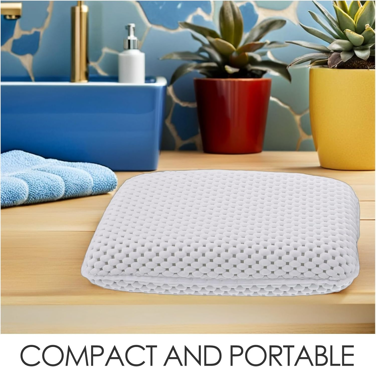 2Pcs Spa Foam Bath Pillow Nonslip Suction Cup Bathtub Head Rest Neck Cushion Accessories for Women Men Shower Hotel Swimming Pool image number 6