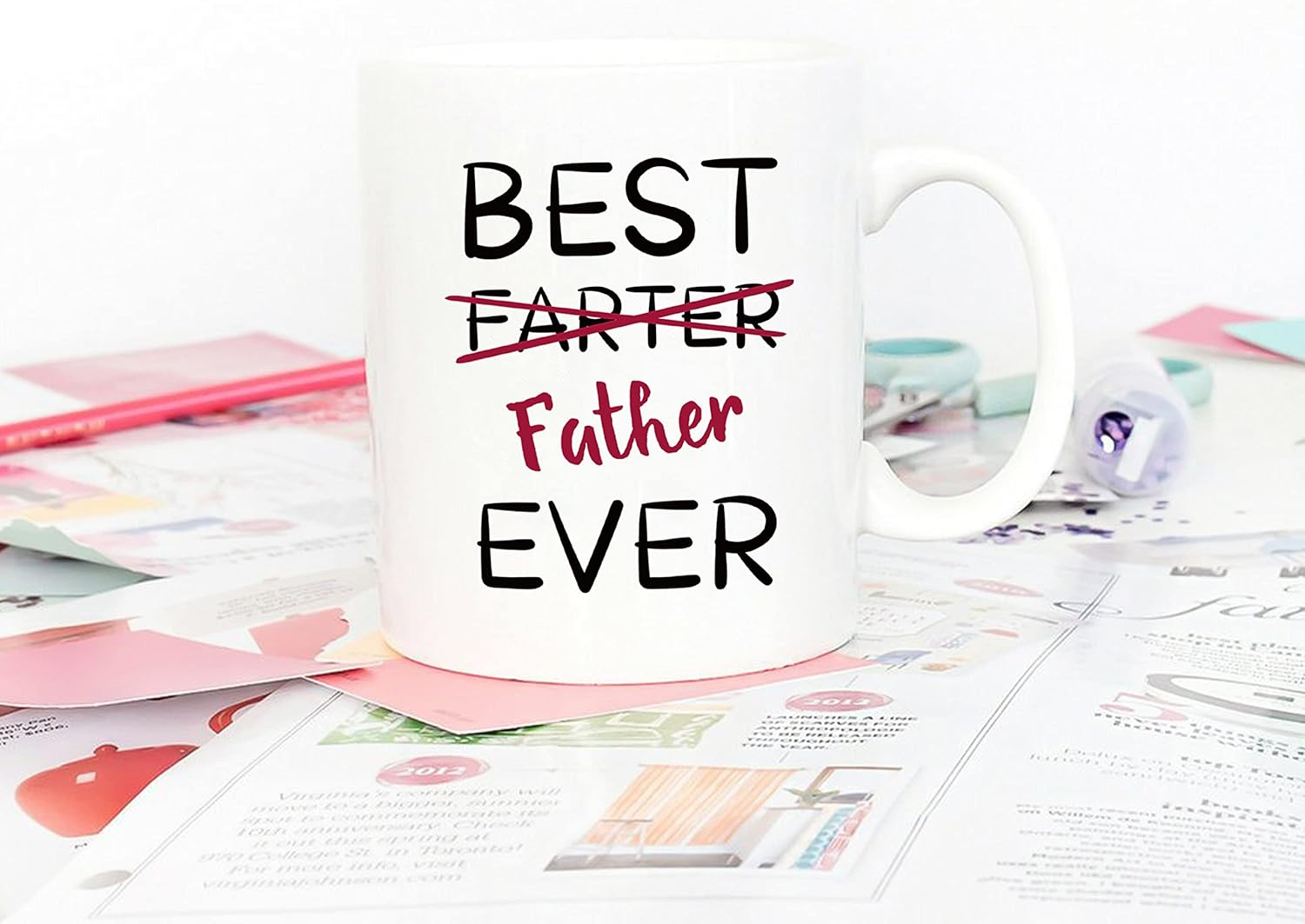5Aup Fathers Day Funny Dad Coffee Mug Gifts from Daughter Son, Best Father Ever Cups 11 Oz, Christmas and Holiday Ideal for Father